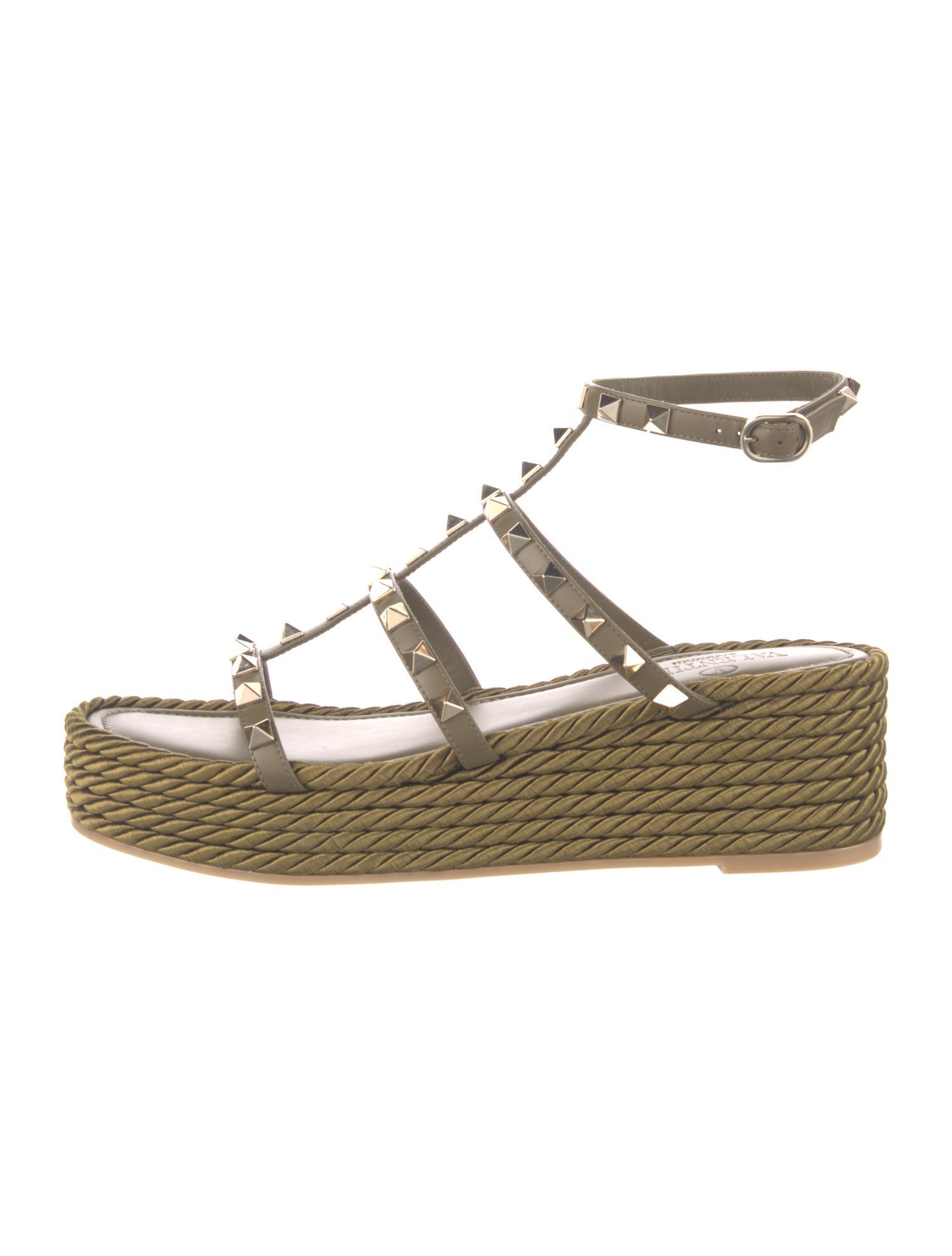 Valentino Rockstud Accents Leather Espadrilles