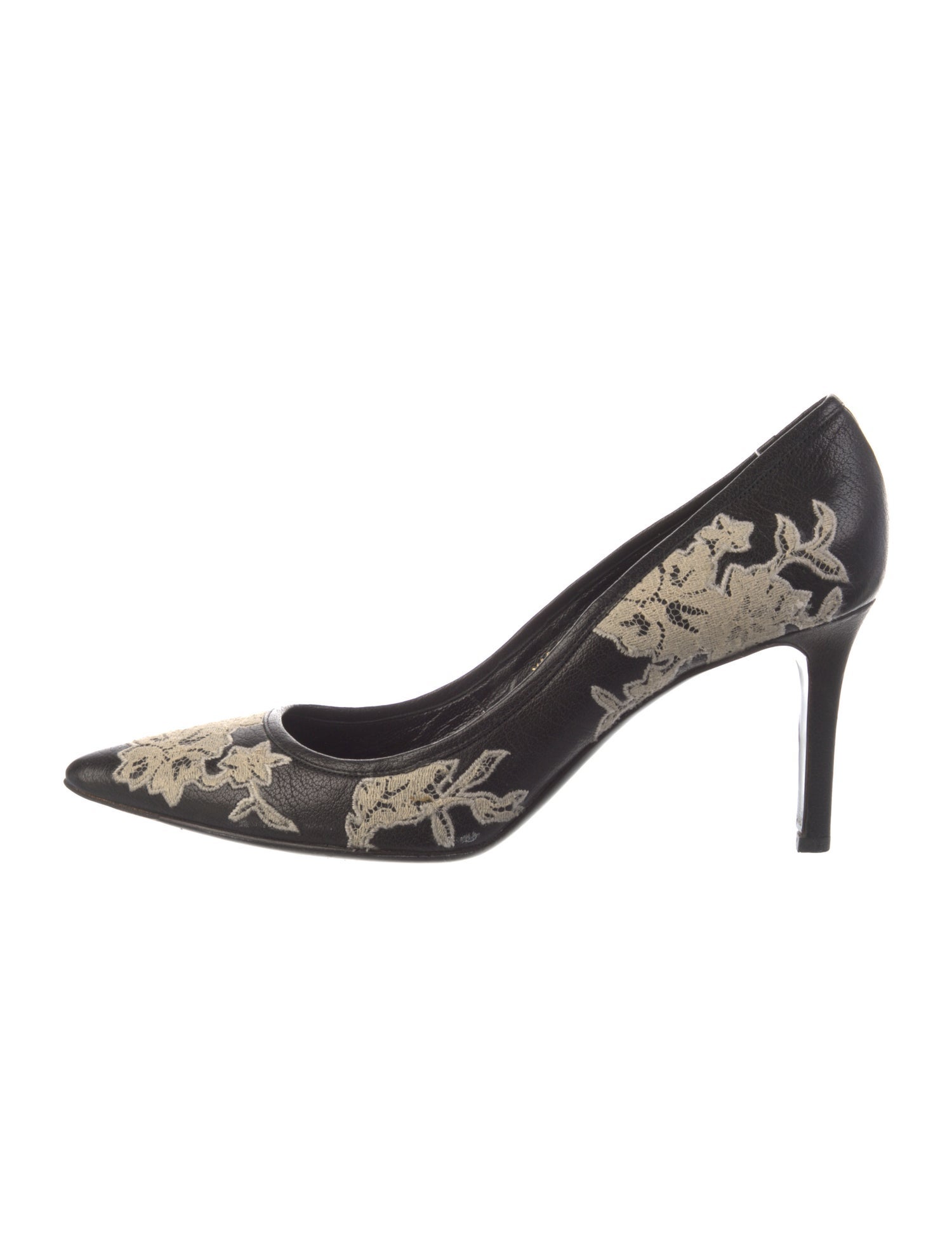 Valentino Leather Floral Print Pumps