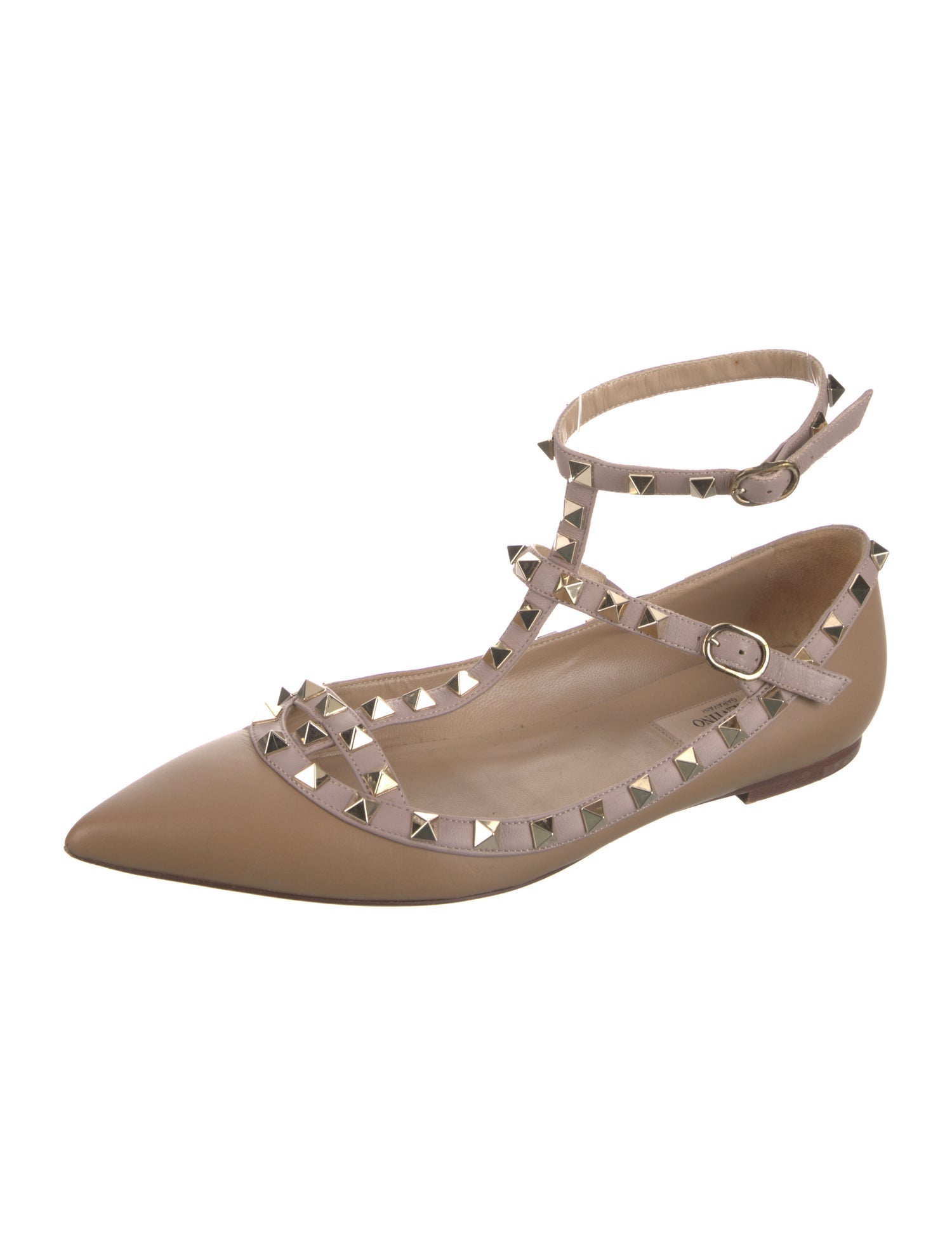 Valentino Rockstud Accents Leather Ballet Flats