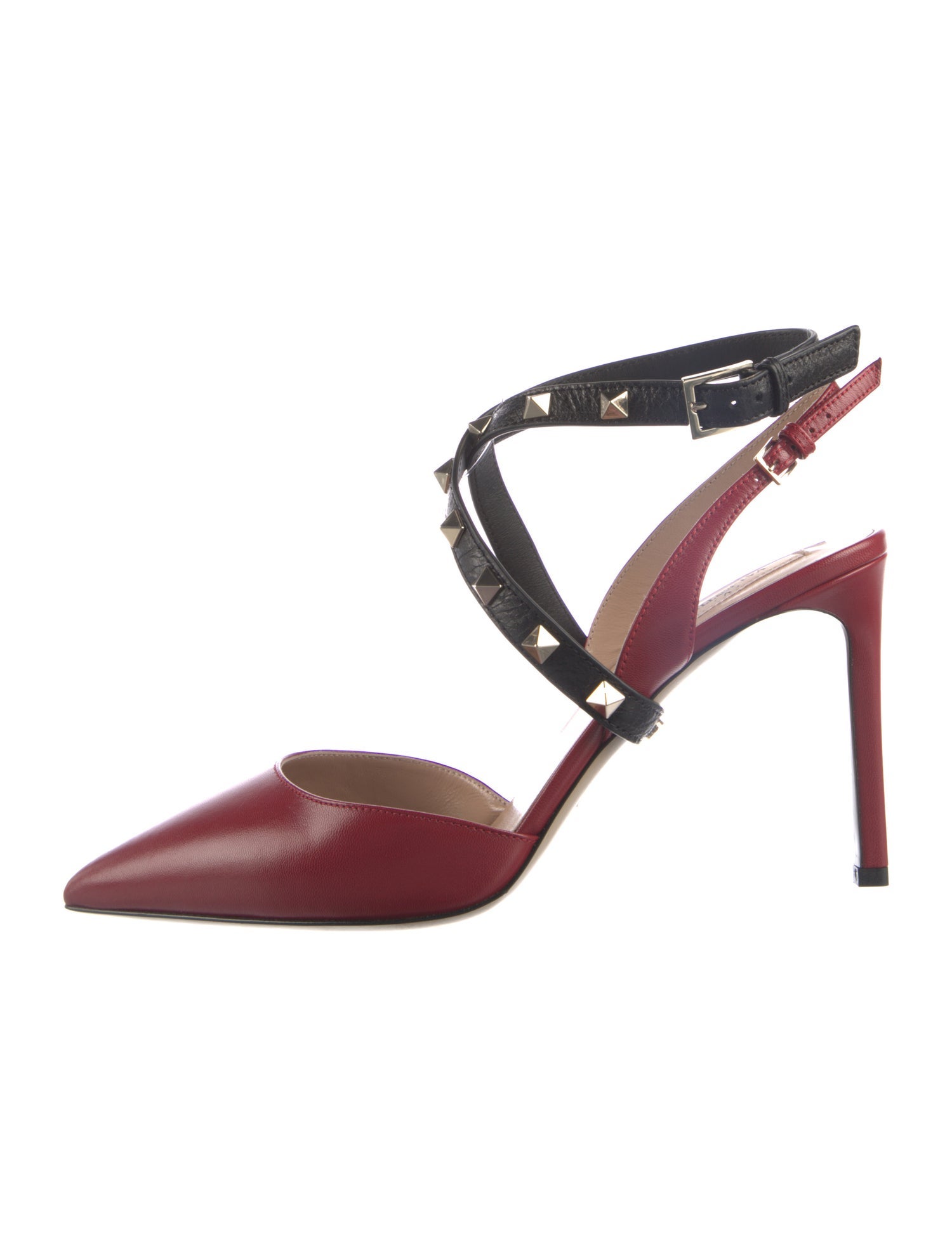 Valentino Rockstud Accents Leather Slingback Pumps