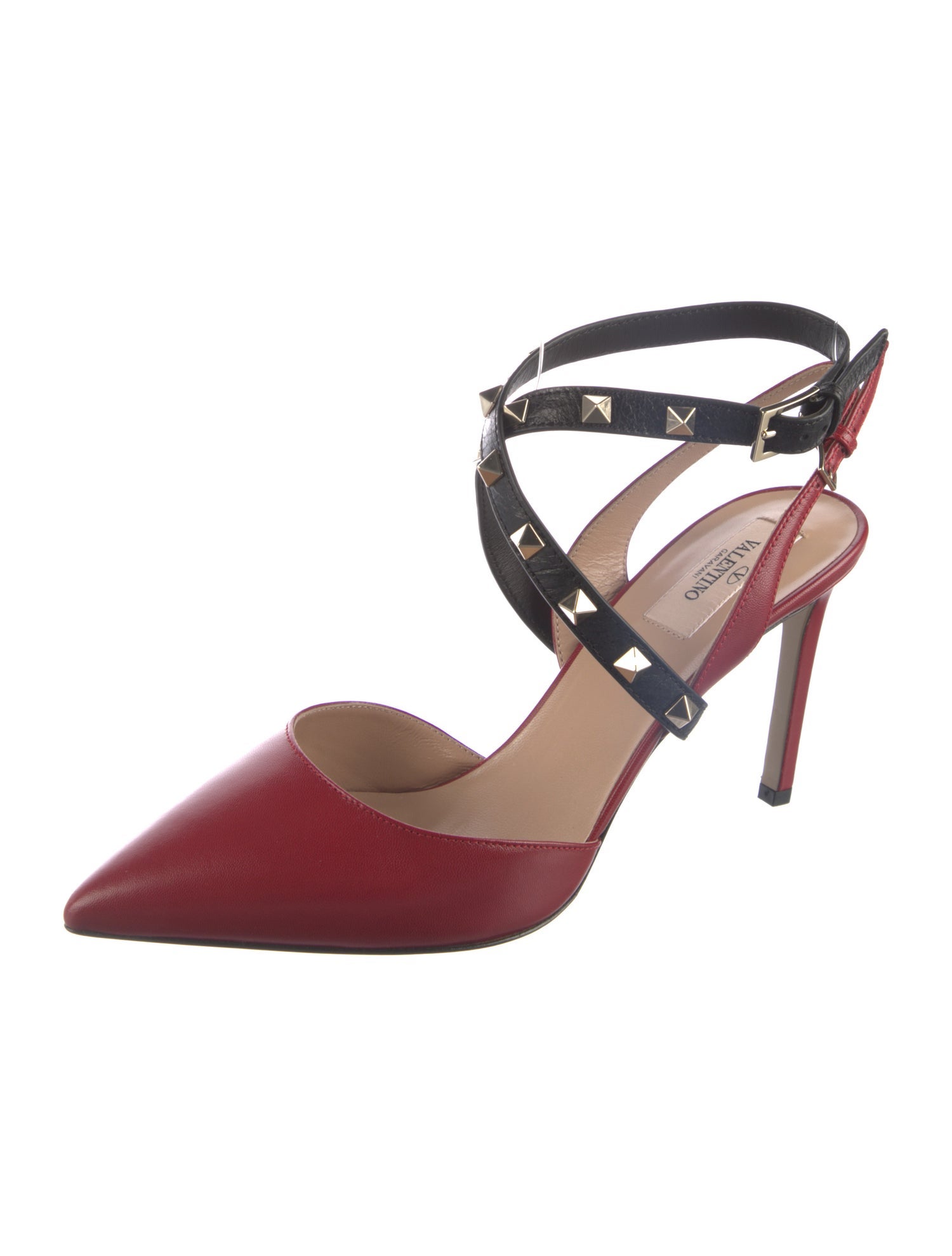 Valentino Rockstud Accents Leather Slingback Pumps
