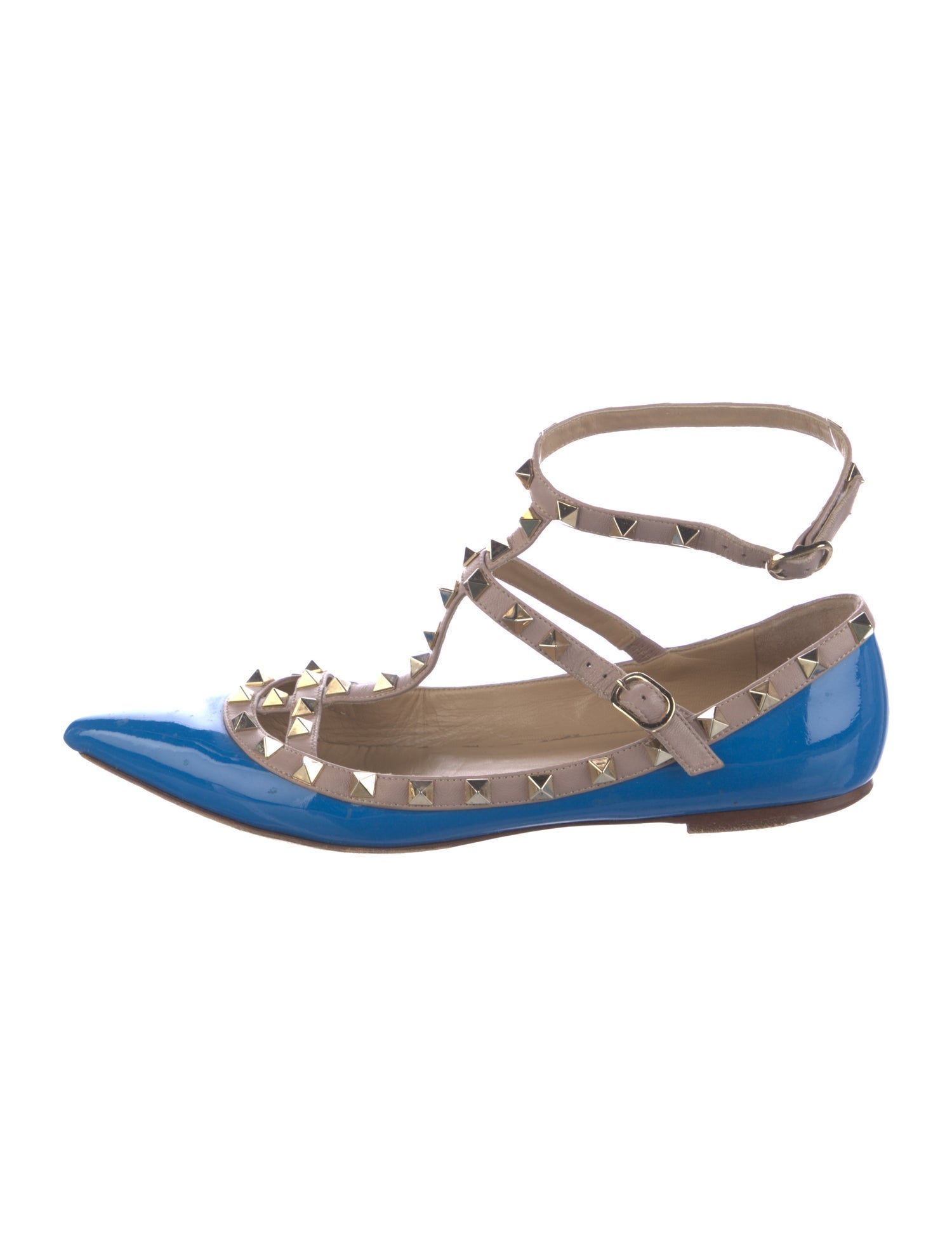 Valentino Rockstud Accents Patent Leather Flats