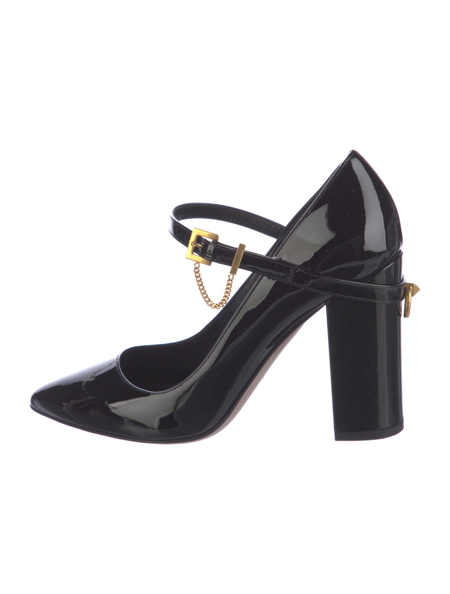 Valentino Patent Leather Chain-Link Accents Pumps