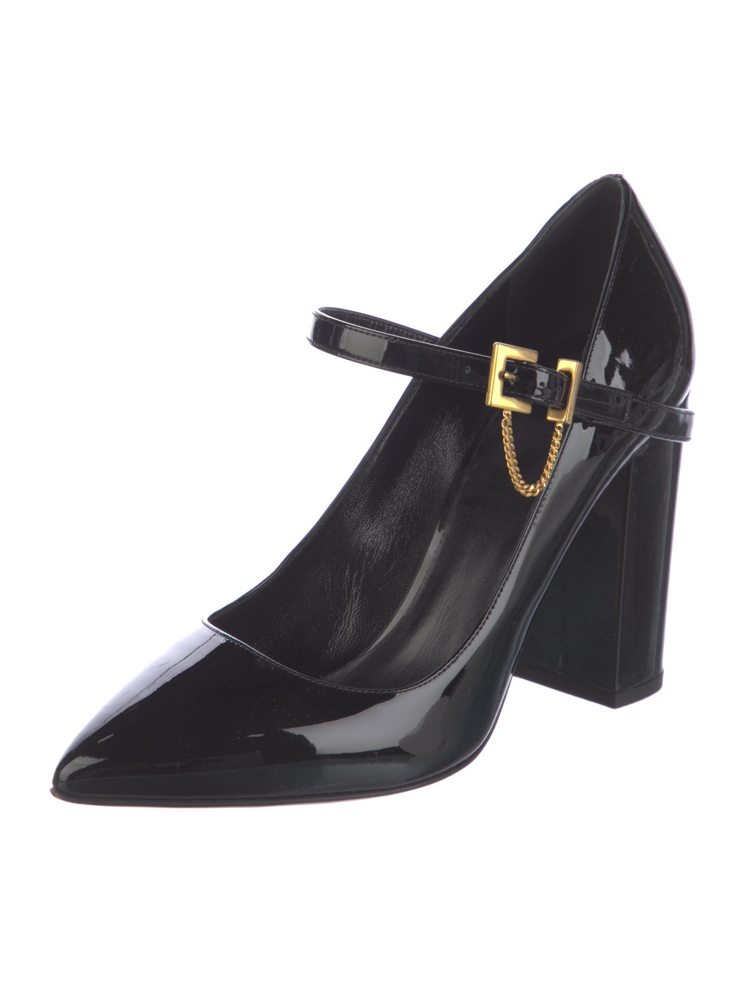 Valentino Patent Leather Chain-Link Accents Pumps