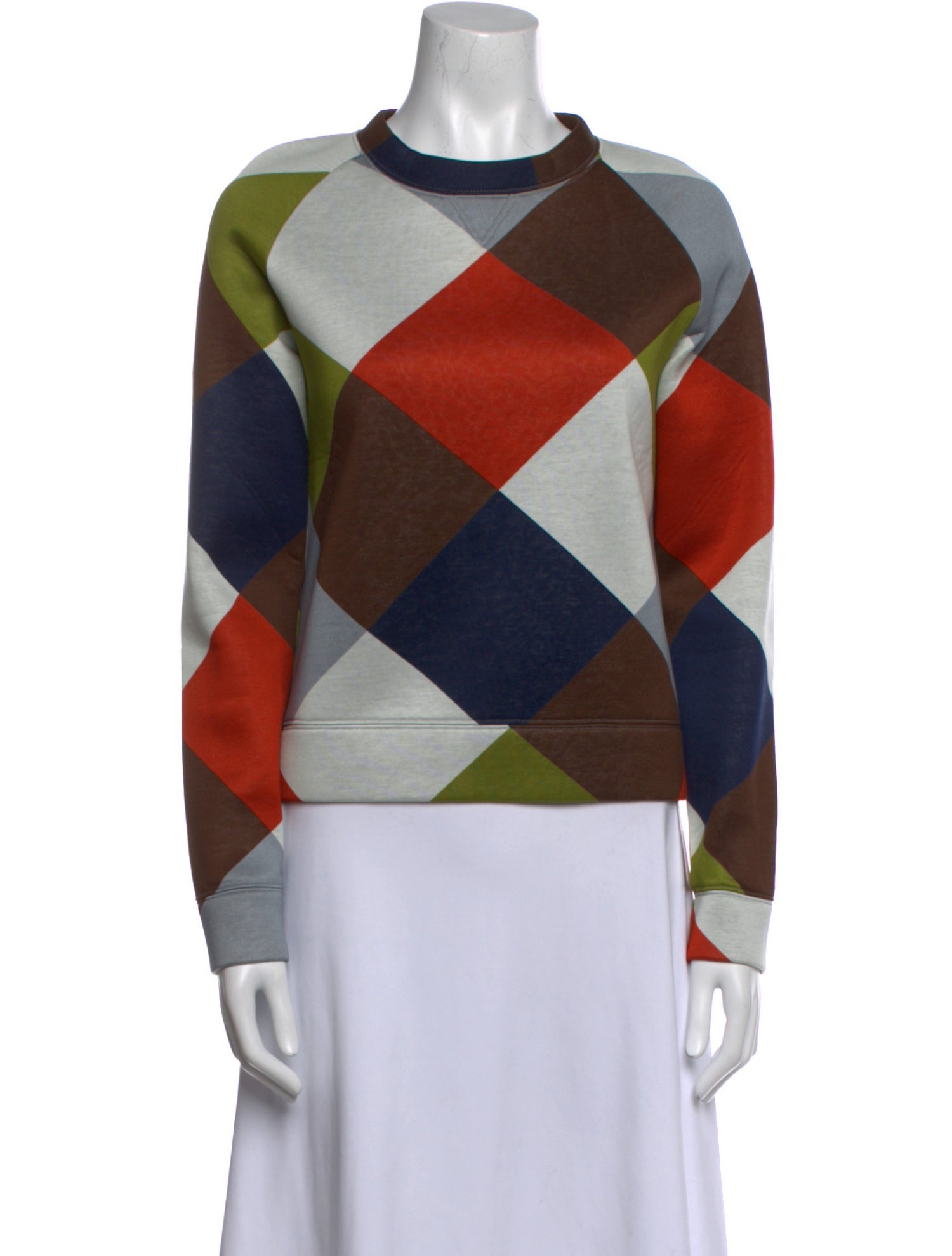 Valentino Plaid Print Crew Neck Sweatshirt