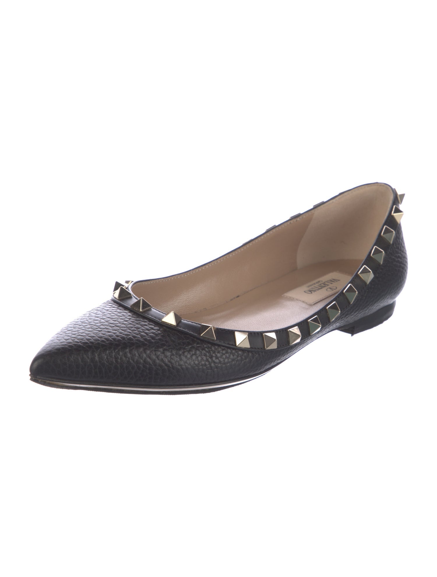Valentino Rockstud Accents Leather Flats