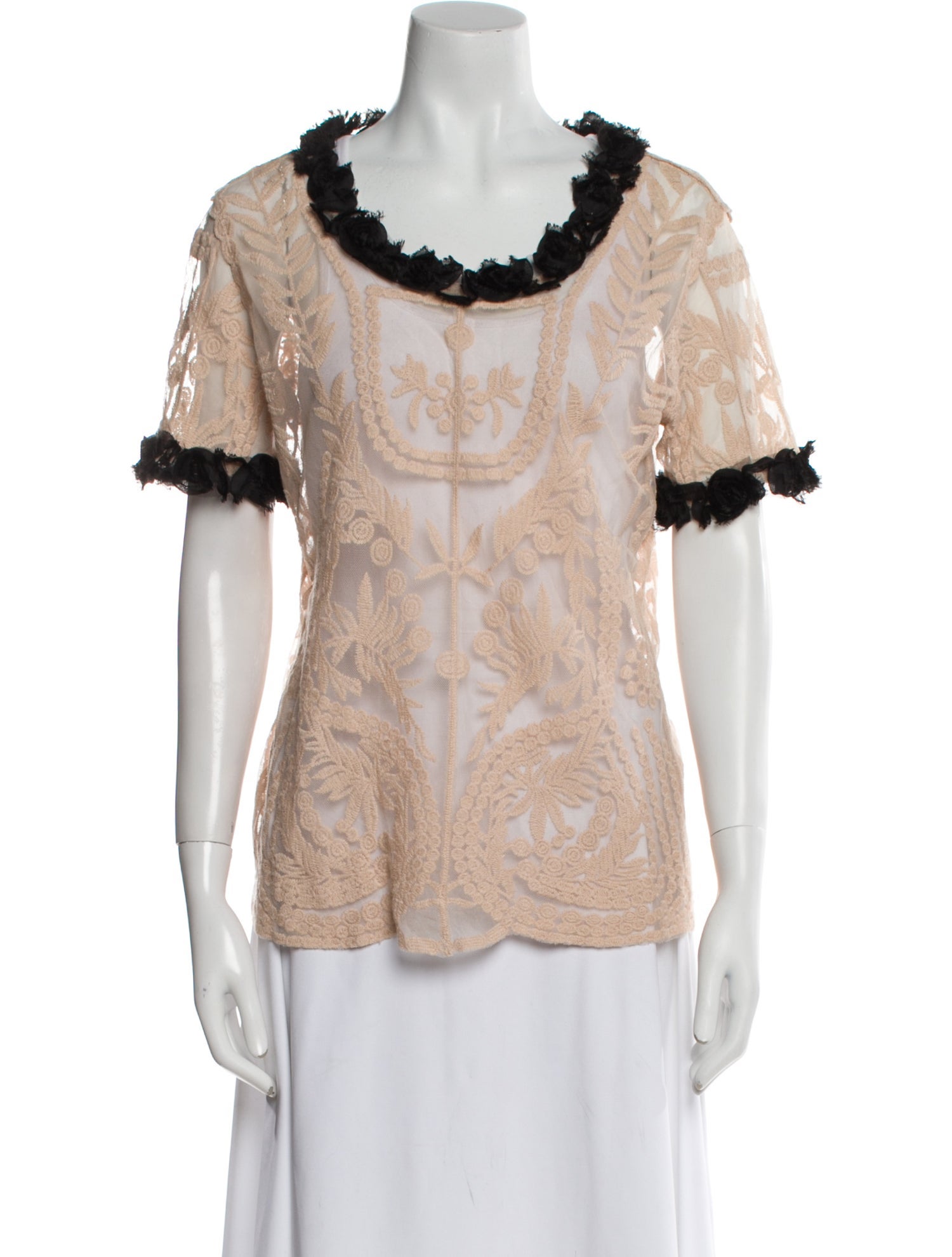 Valentino Silk Lace Pattern Blouse