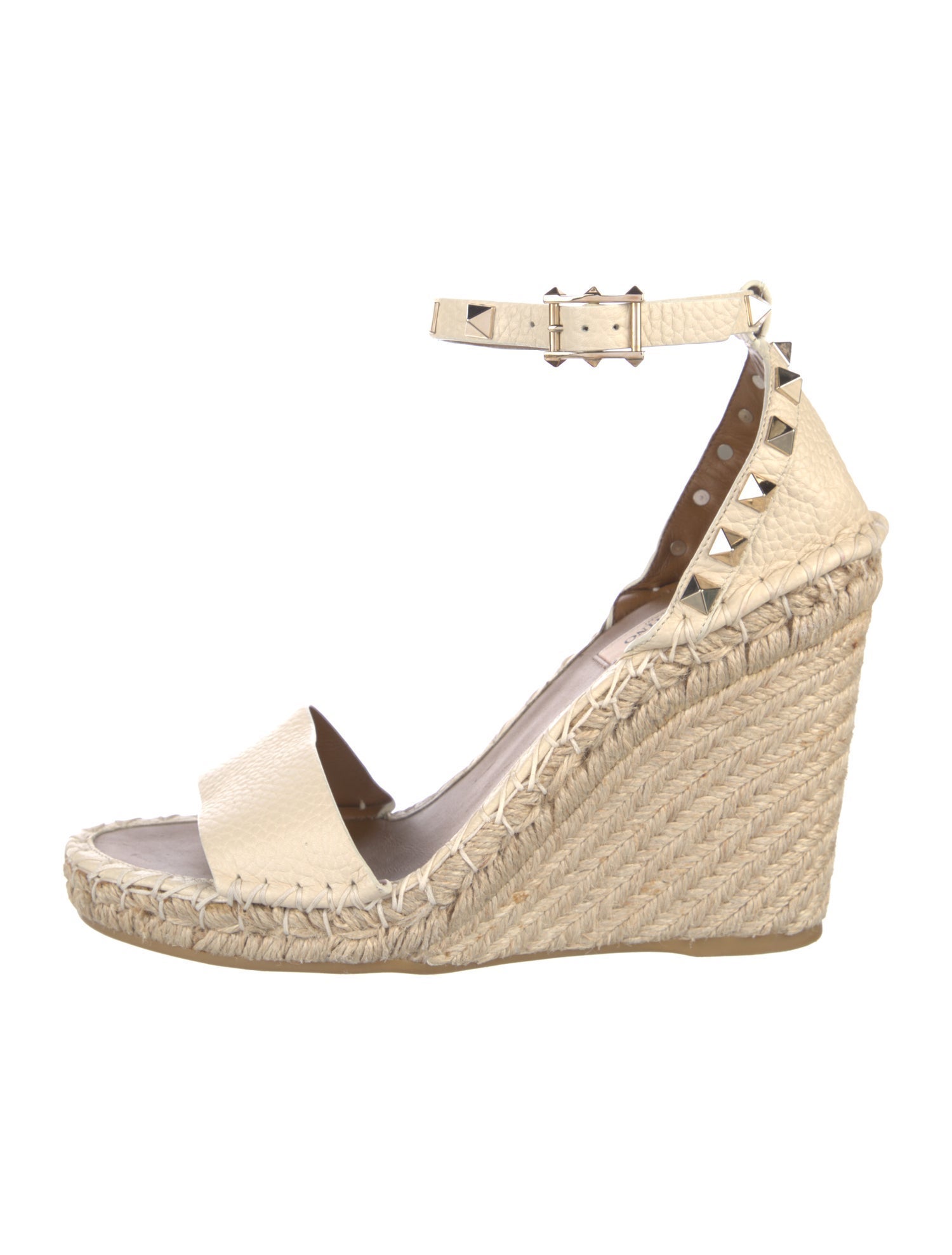 Valentino Rockstud Accents Leather Espadrilles