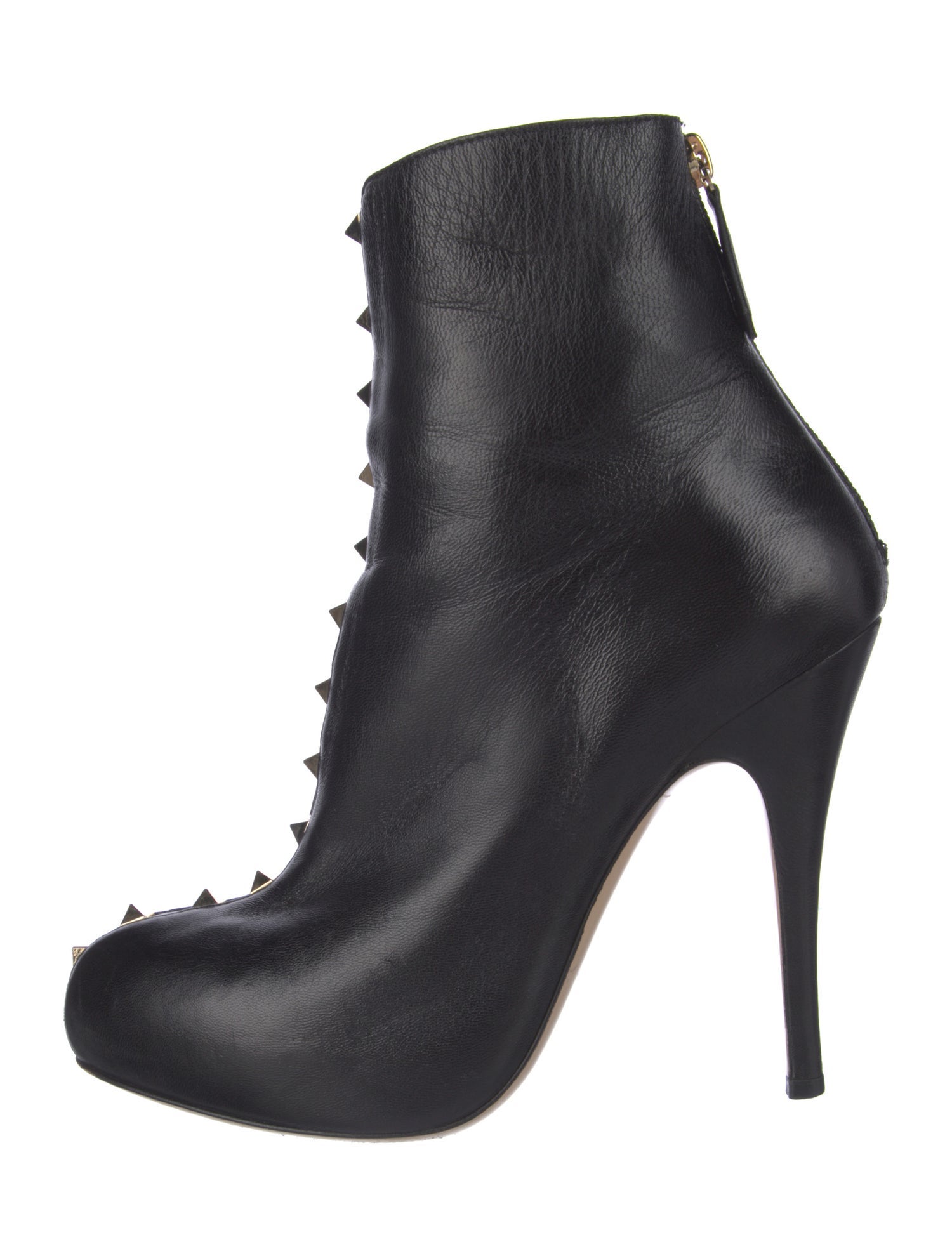 Valentino Rockstud Accents Leather Lace-Up Boots