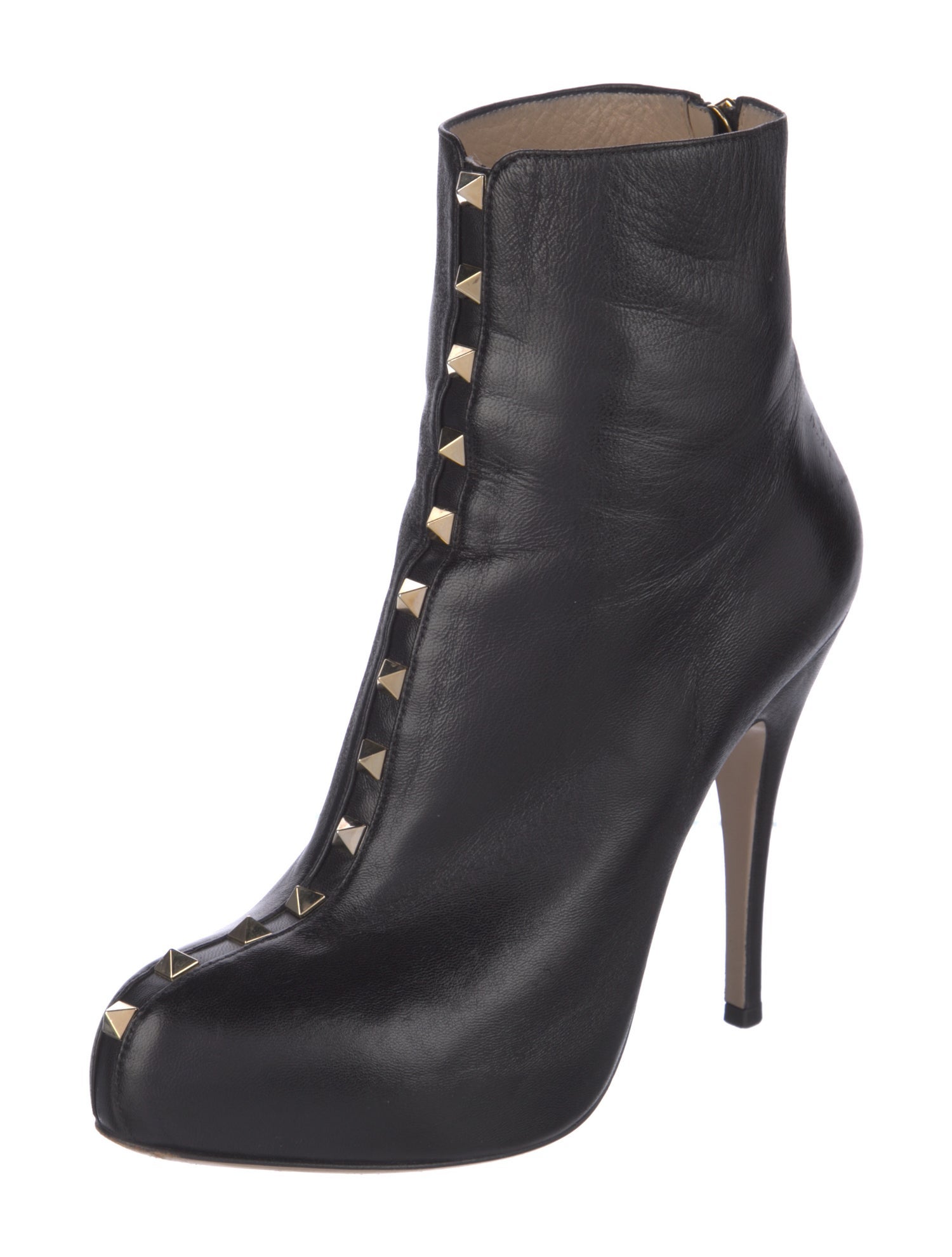 Valentino Rockstud Accents Leather Lace-Up Boots