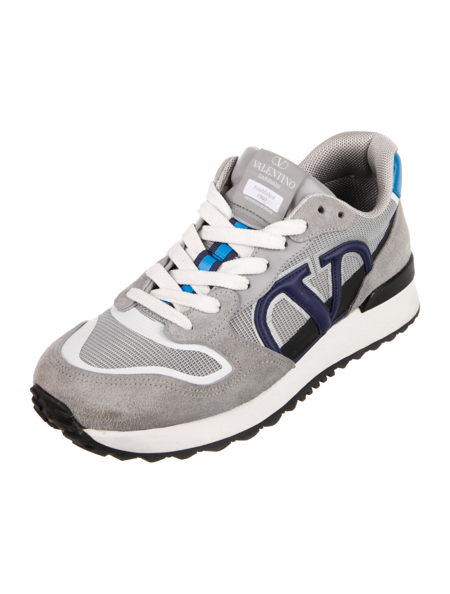 Valentino Rockstud Accents Suede Athletic Sneakers