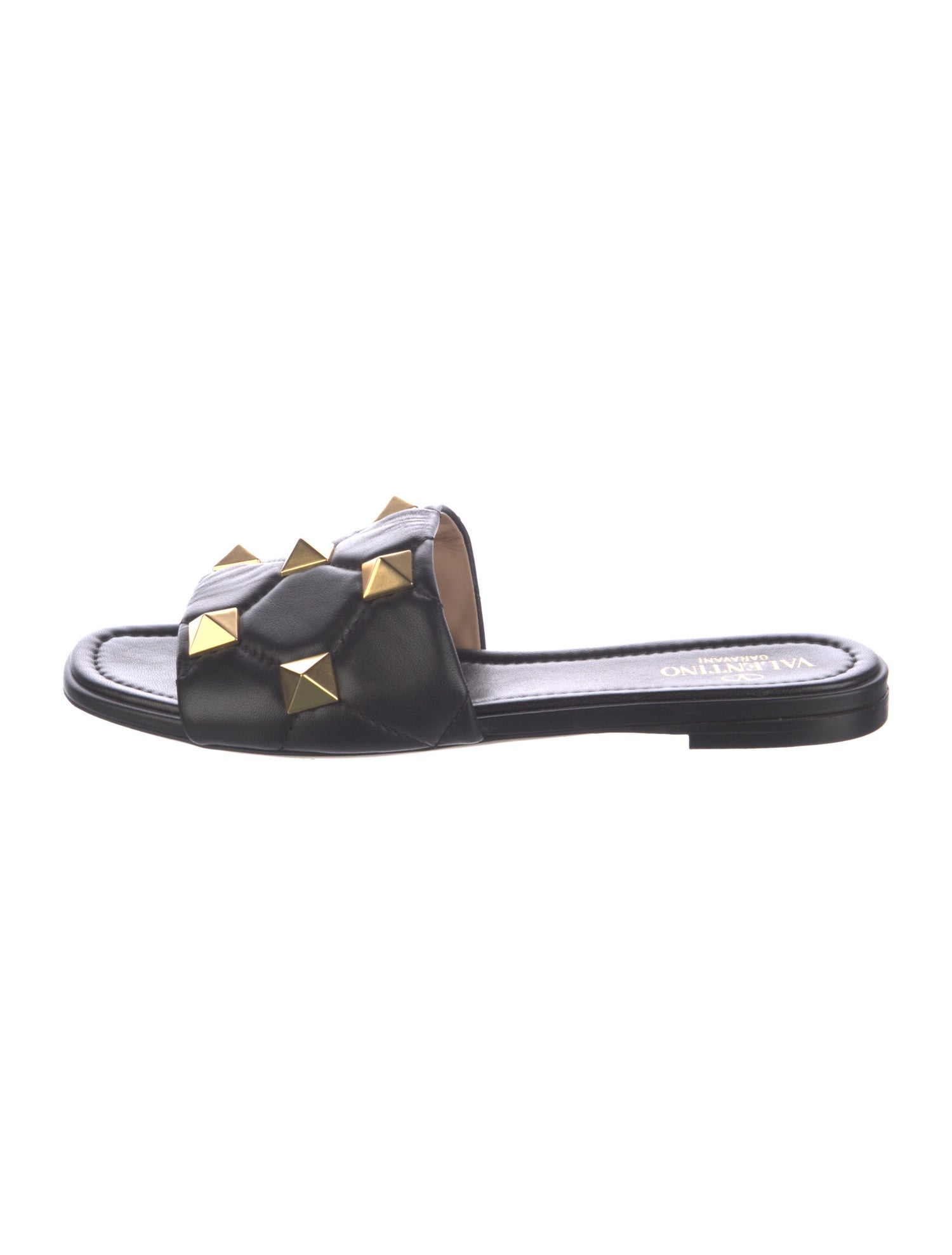 Valentino Rockstud Accents Leather Slides