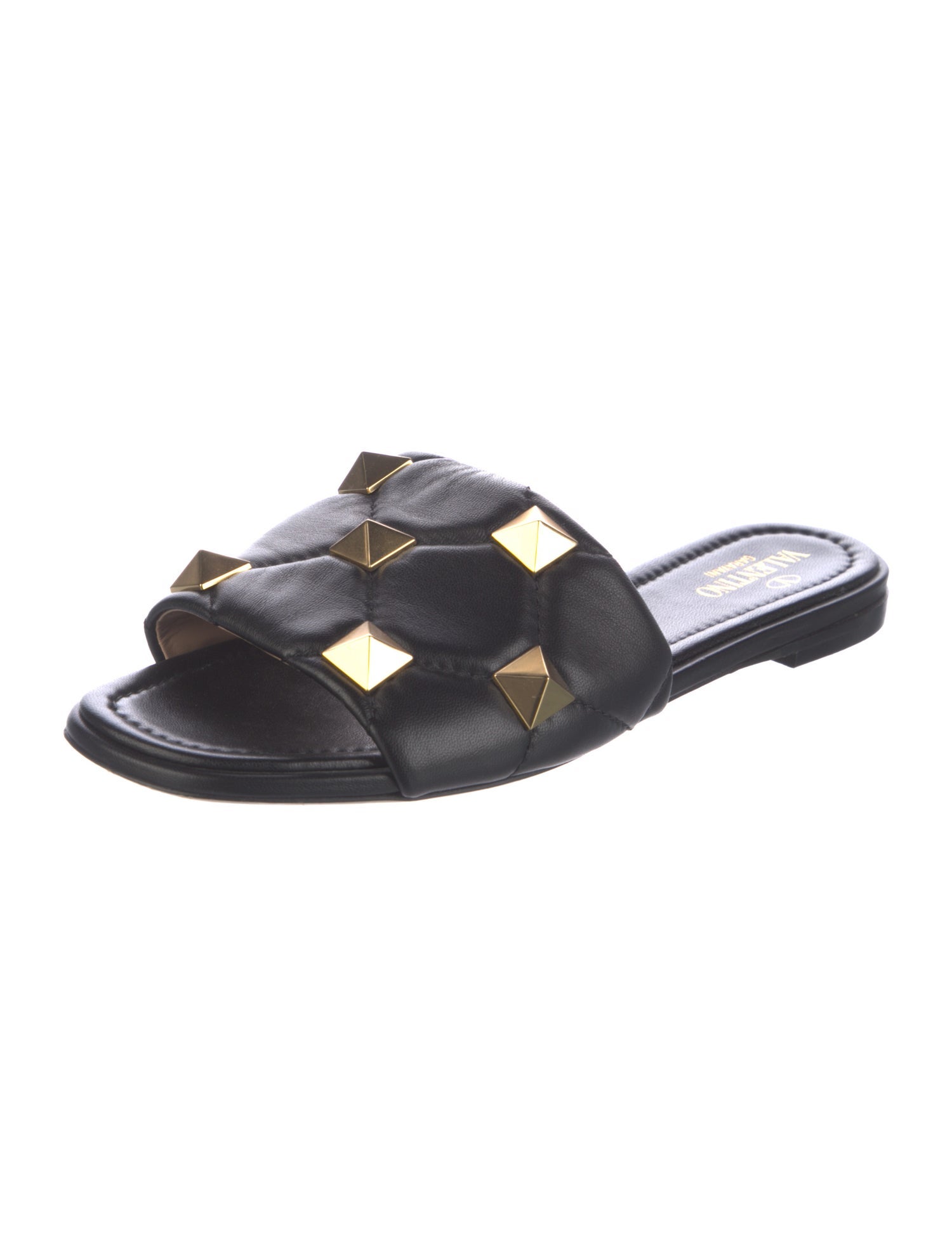 Valentino Rockstud Accents Leather Slides
