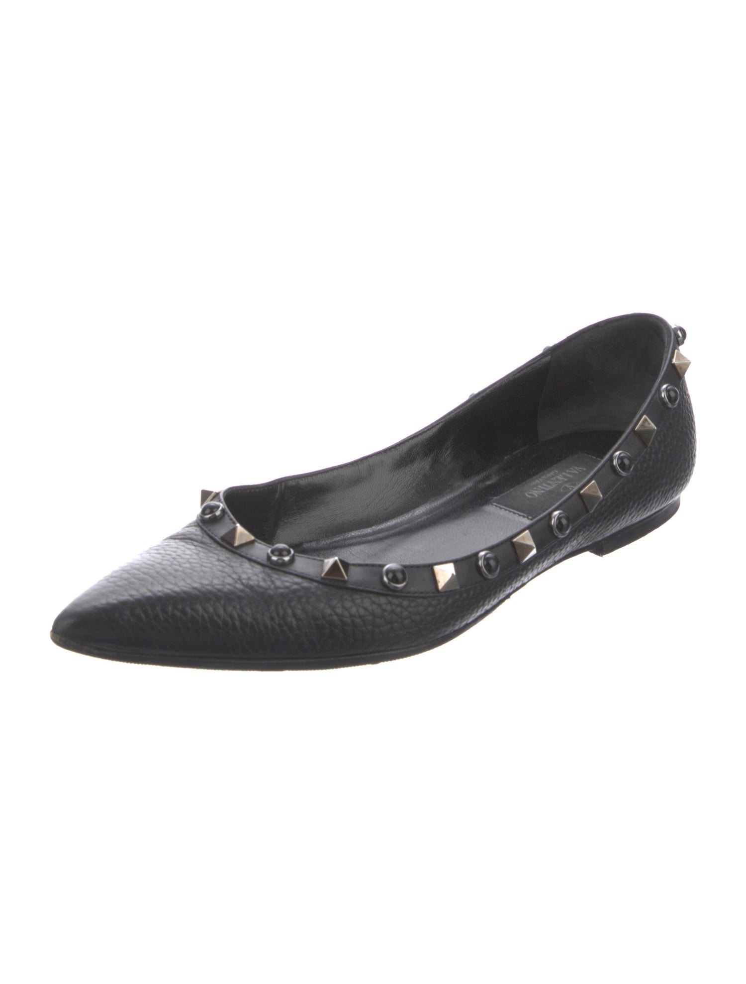 Valentino Rockstud Accents Leather Ballet Flats