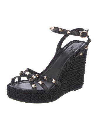 Valentino Rockstud Accents Leather Espadrilles
