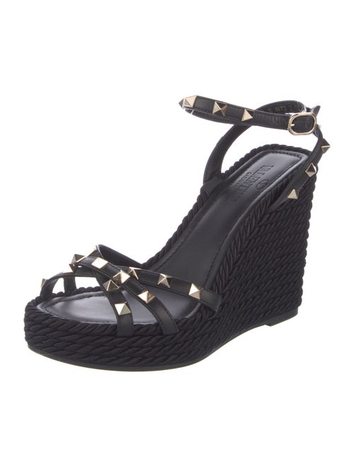 Valentino Rockstud Accents Leather Espadrilles