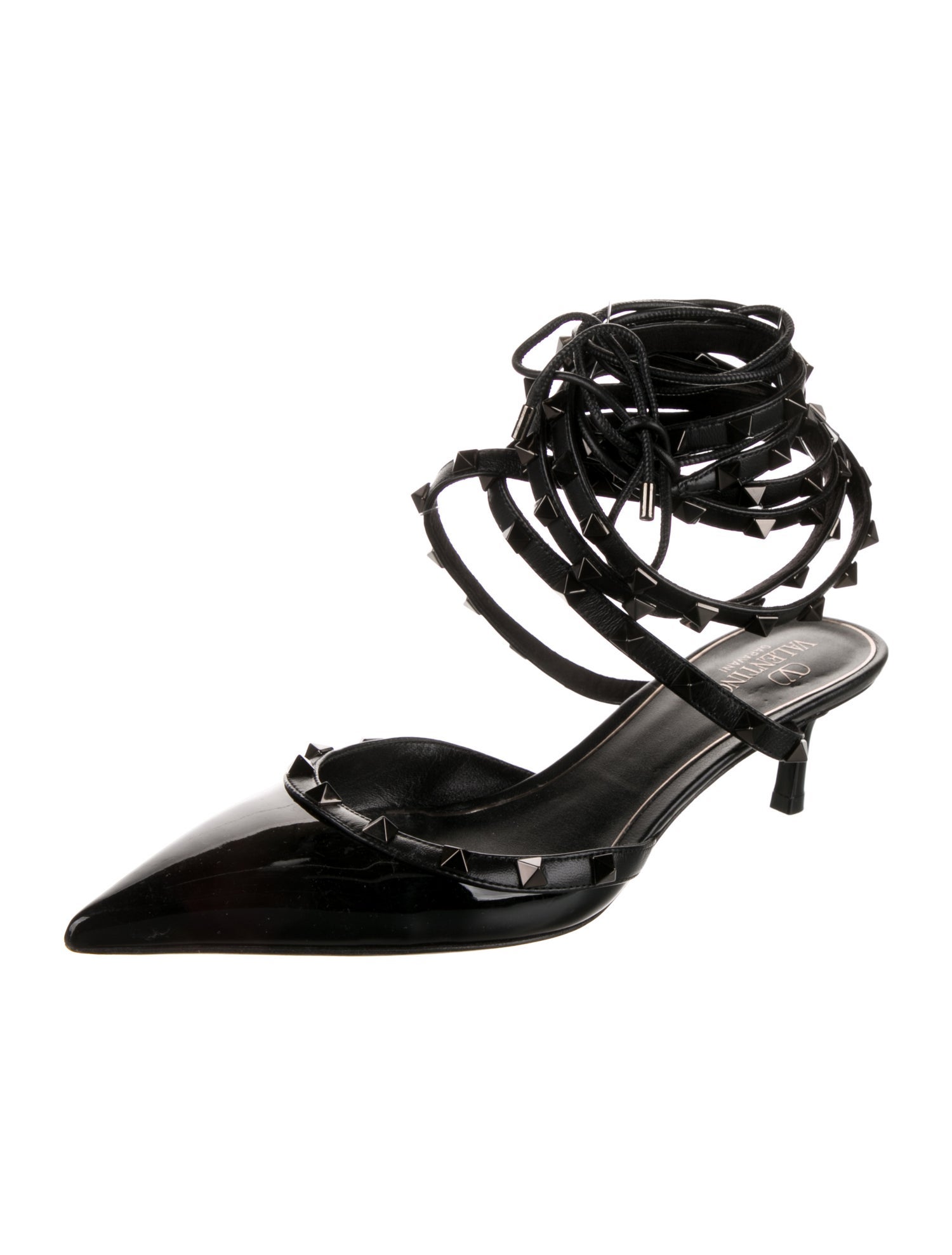 Valentino Patent Leather Studded Accents Mules