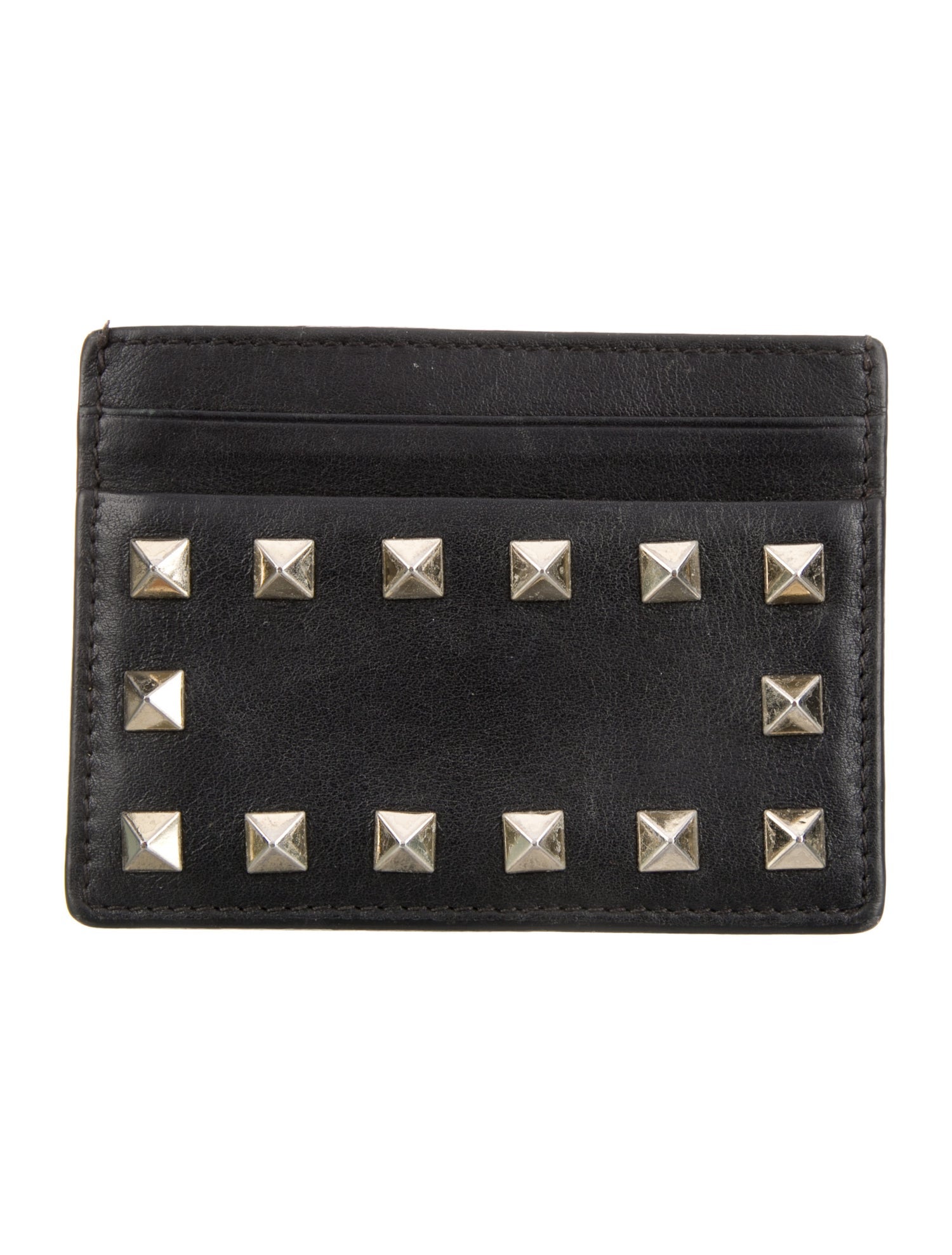 Valentino Rockstud Accents Leather Card Holder