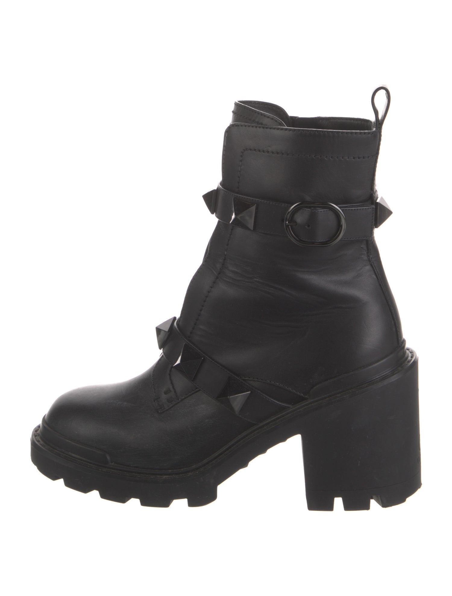 Valentino Rockstud Accents Leather Combat Boots