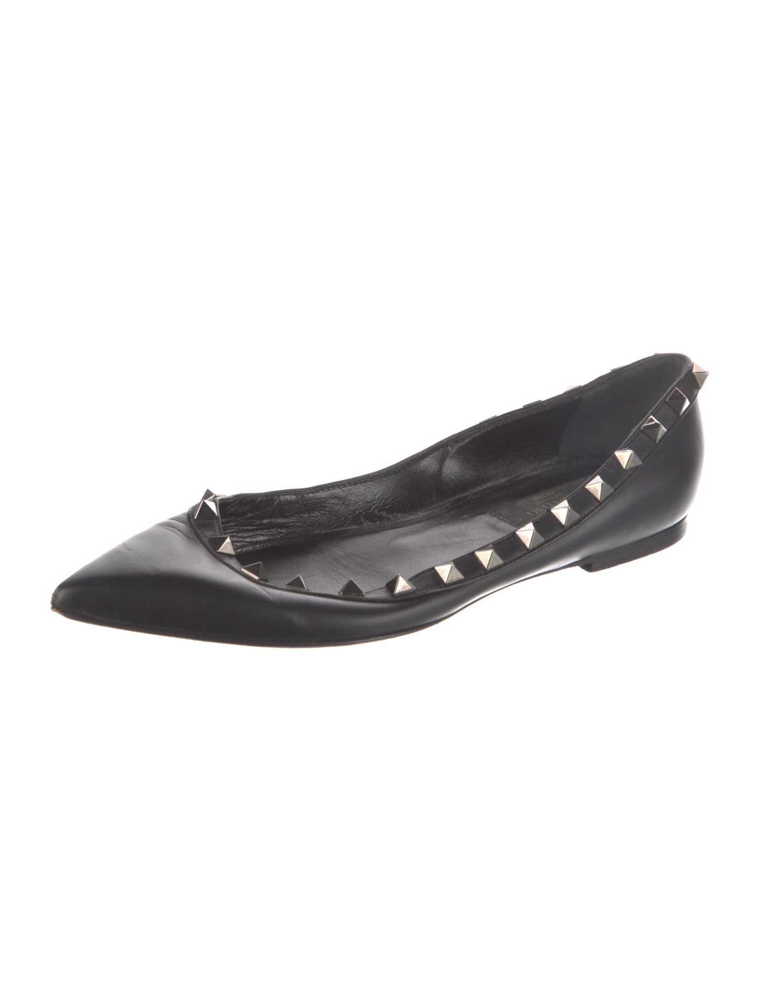 Valentino Rockstud Accents Leather Ballet Flats