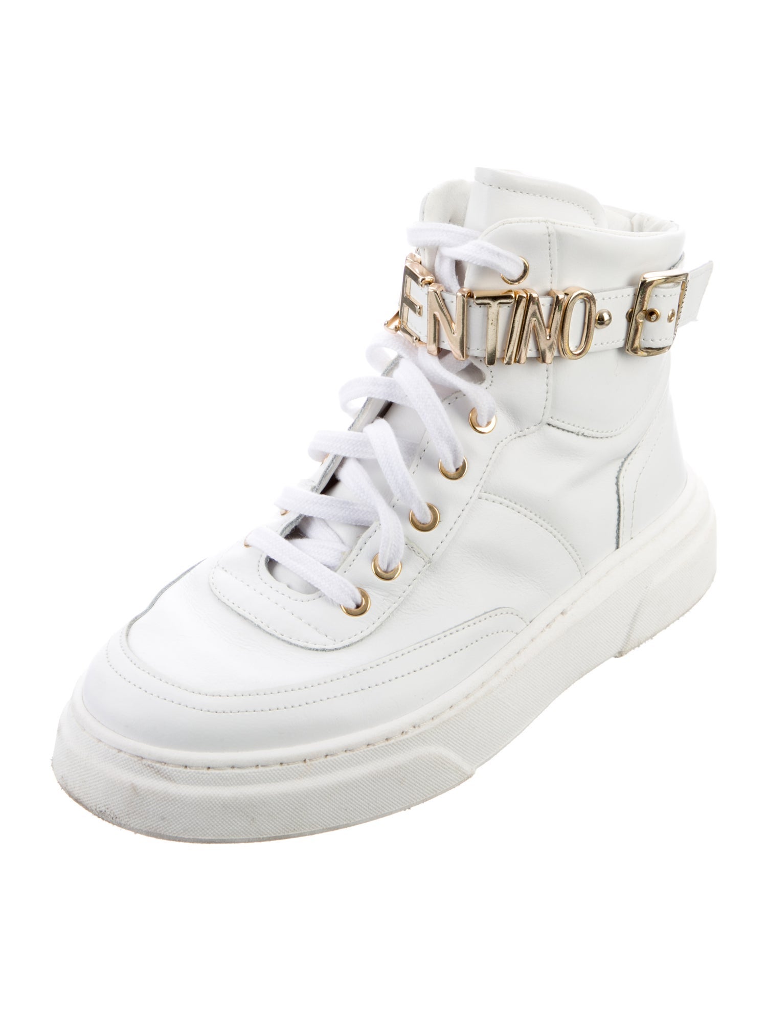 Valentino Rockstud Accents Leather Sneakers