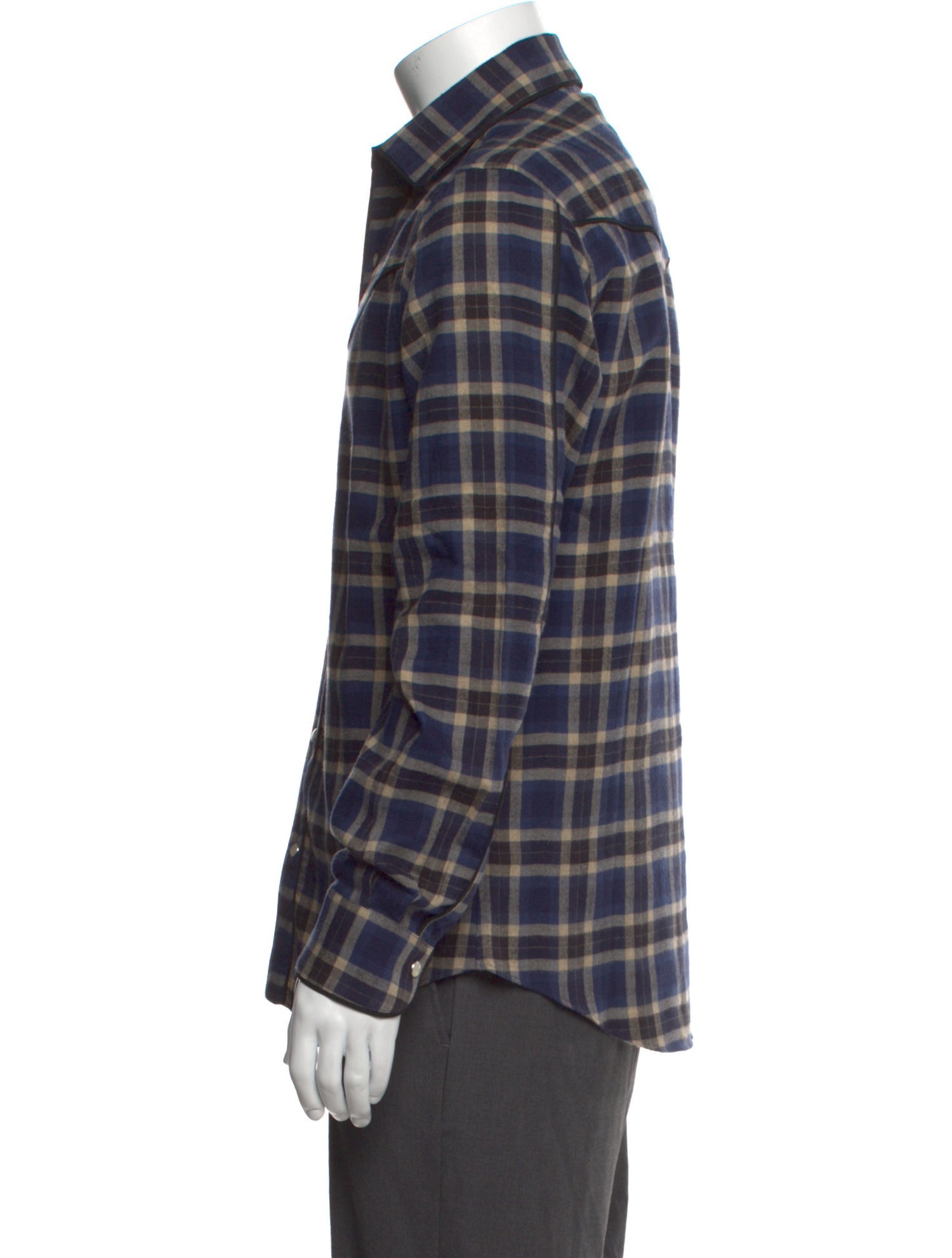Valentino Plaid Print Long Sleeve Dress Shirt