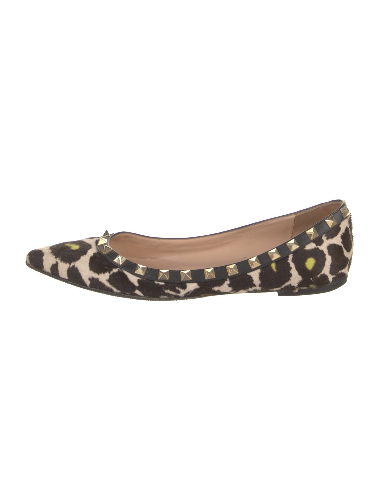 Valentino Rockstud Accents Ponyhair Ballet Flats