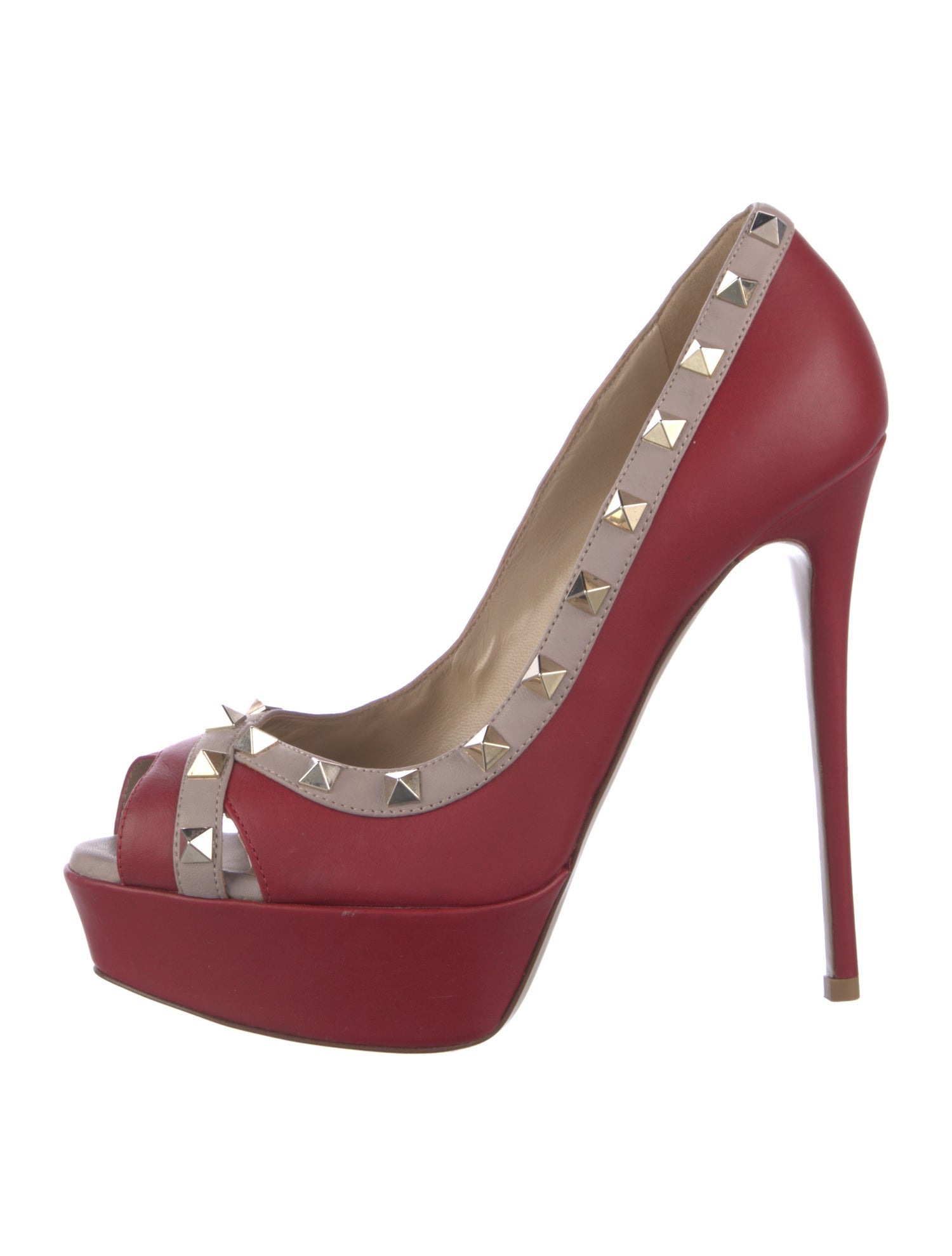 Valentino Rockstud Accents Leather Pumps