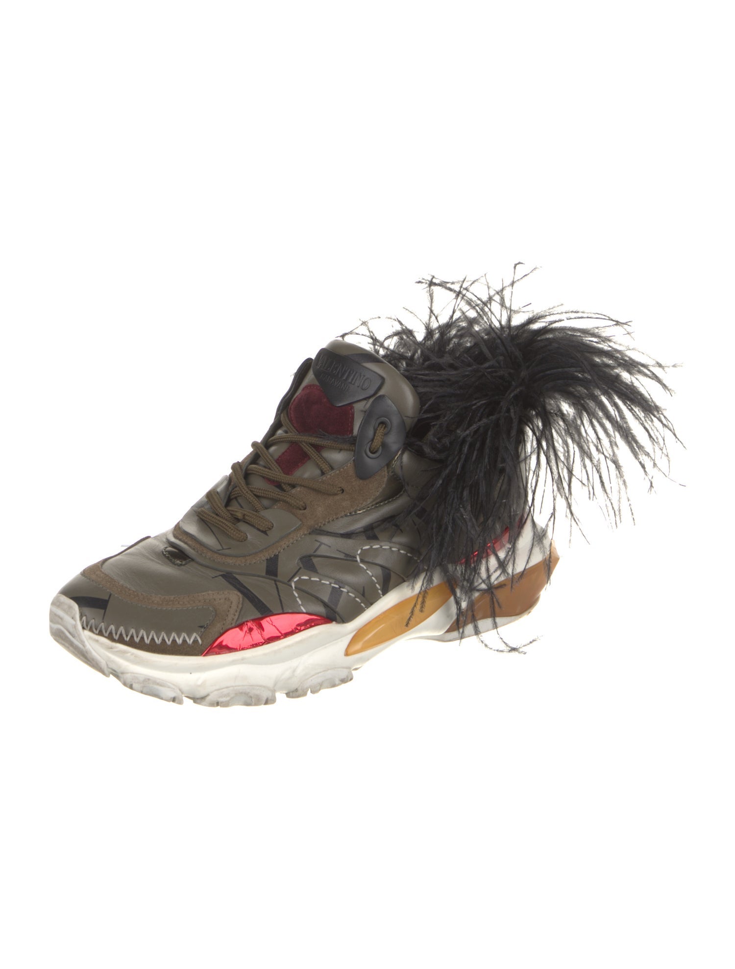 Valentino Leather Printed Sneakers