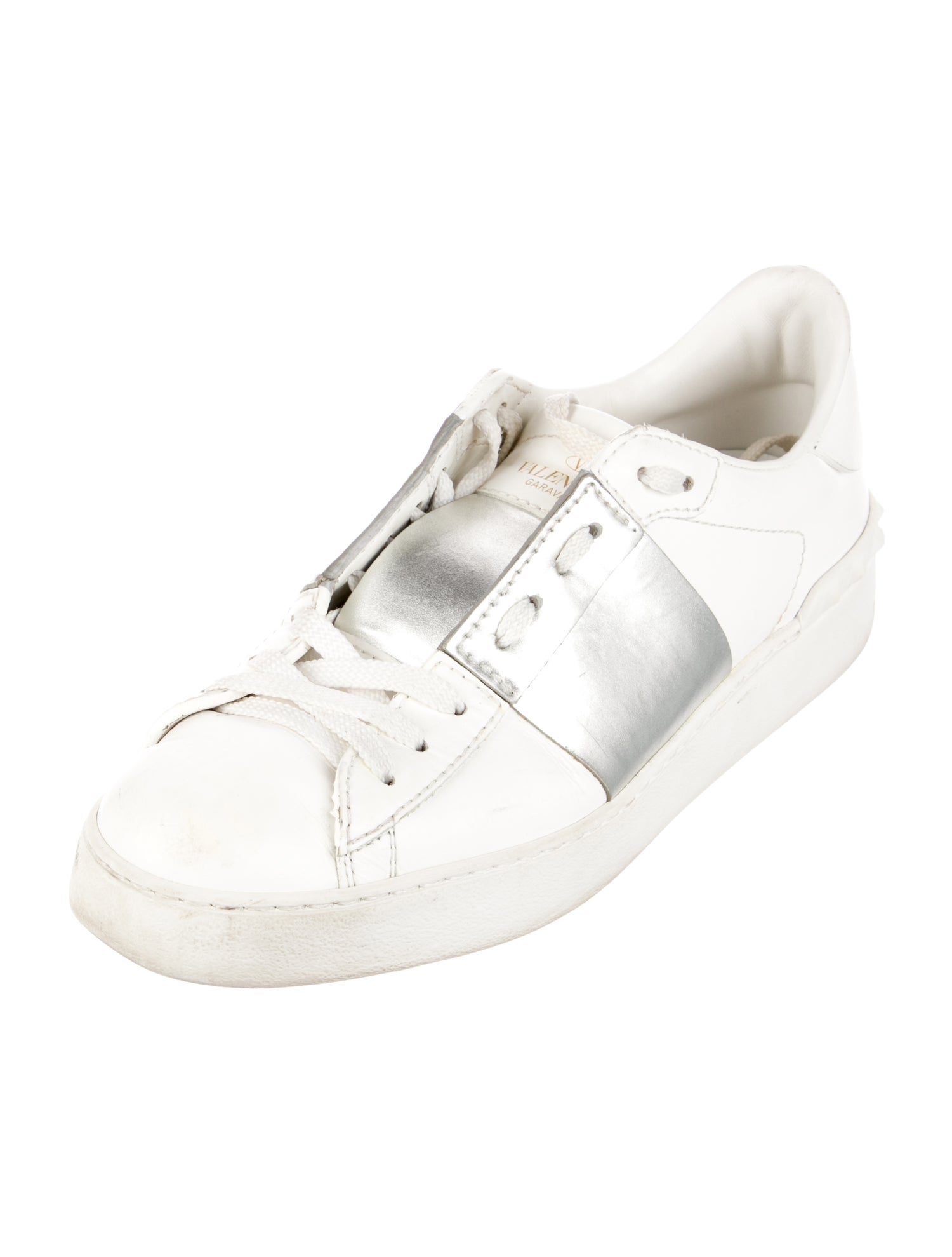 Valentino Rockstud Accents Leather Sneakers