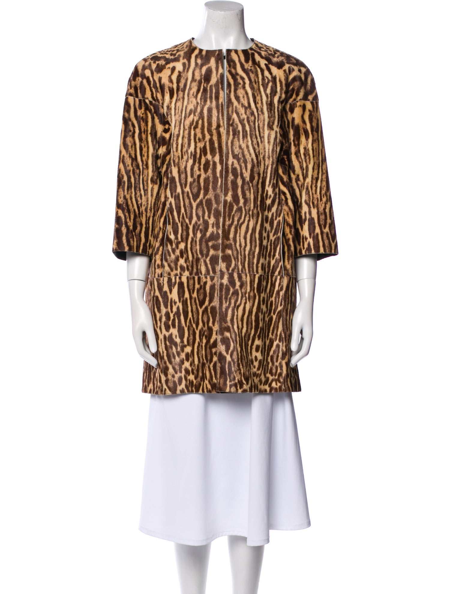 Valentino Angora Animal Print Faux Fur Coat