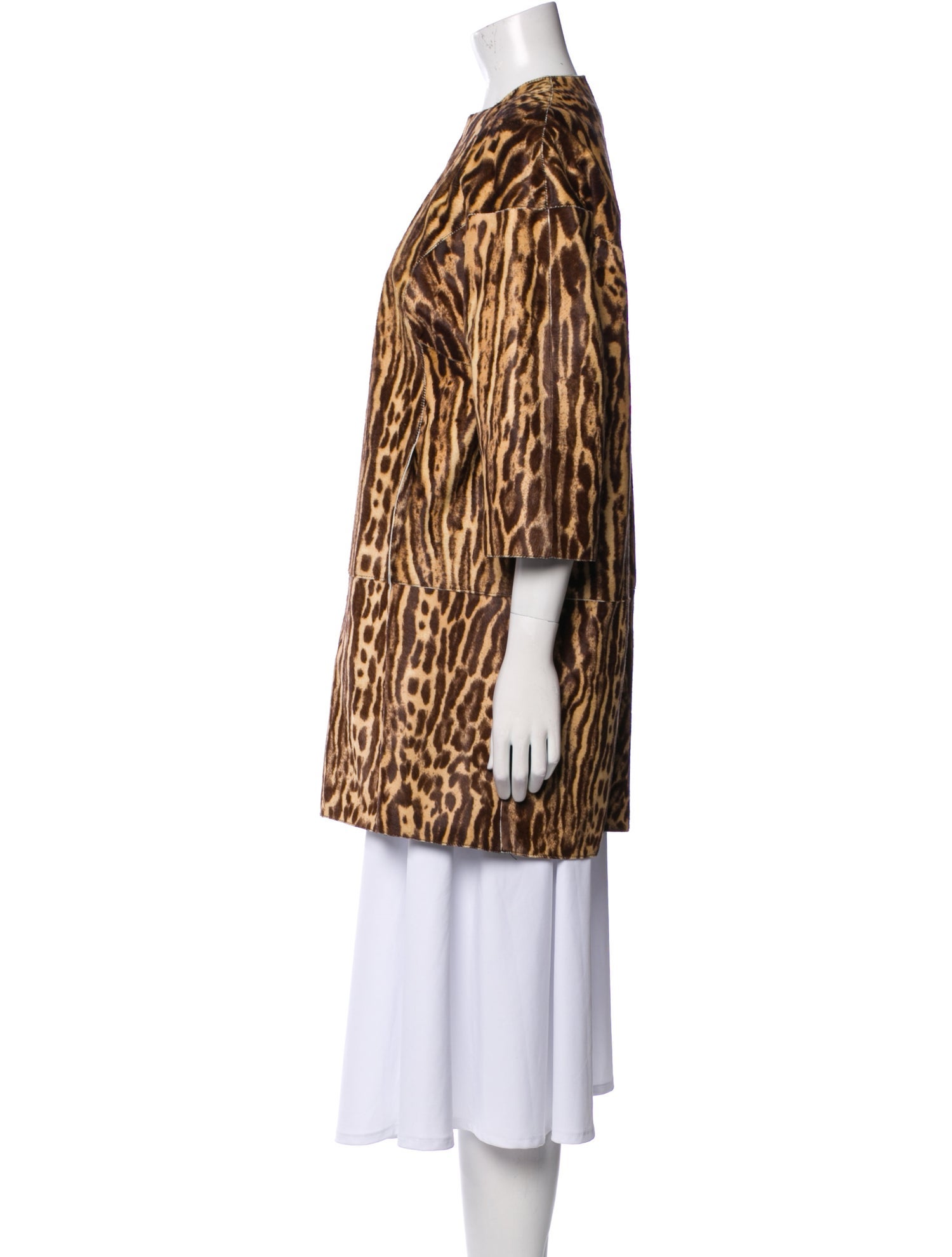 Valentino Angora Animal Print Faux Fur Coat