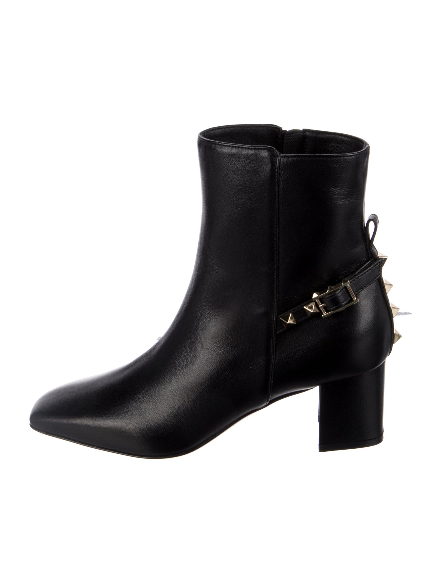 Valentino Rockstud Accents Leather Moto Boots