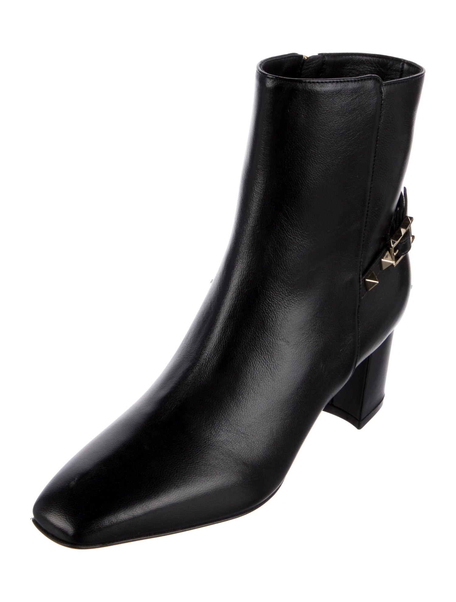 Valentino Rockstud Accents Leather Moto Boots