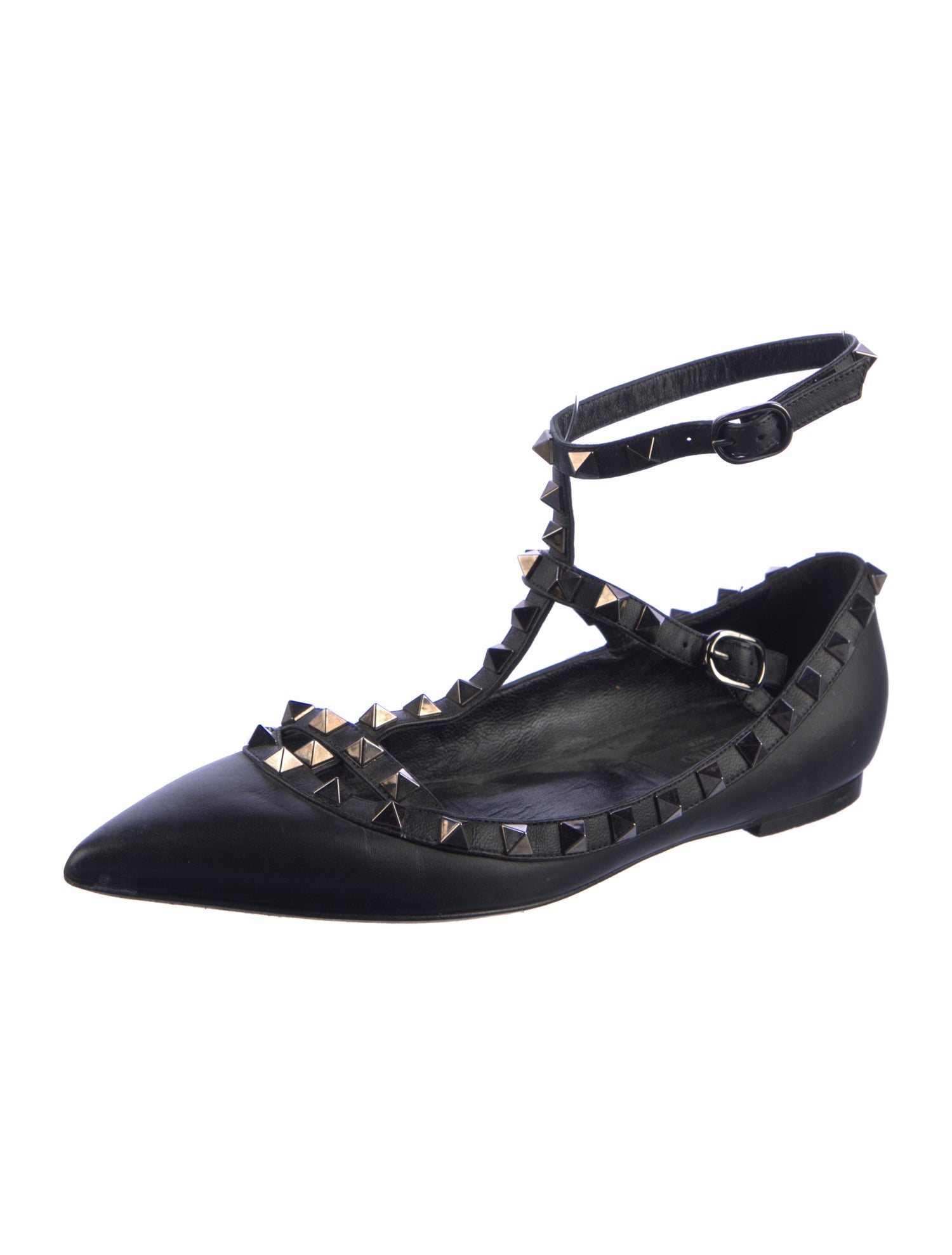 Valentino Rockstud Accents Leather Ballet Flats