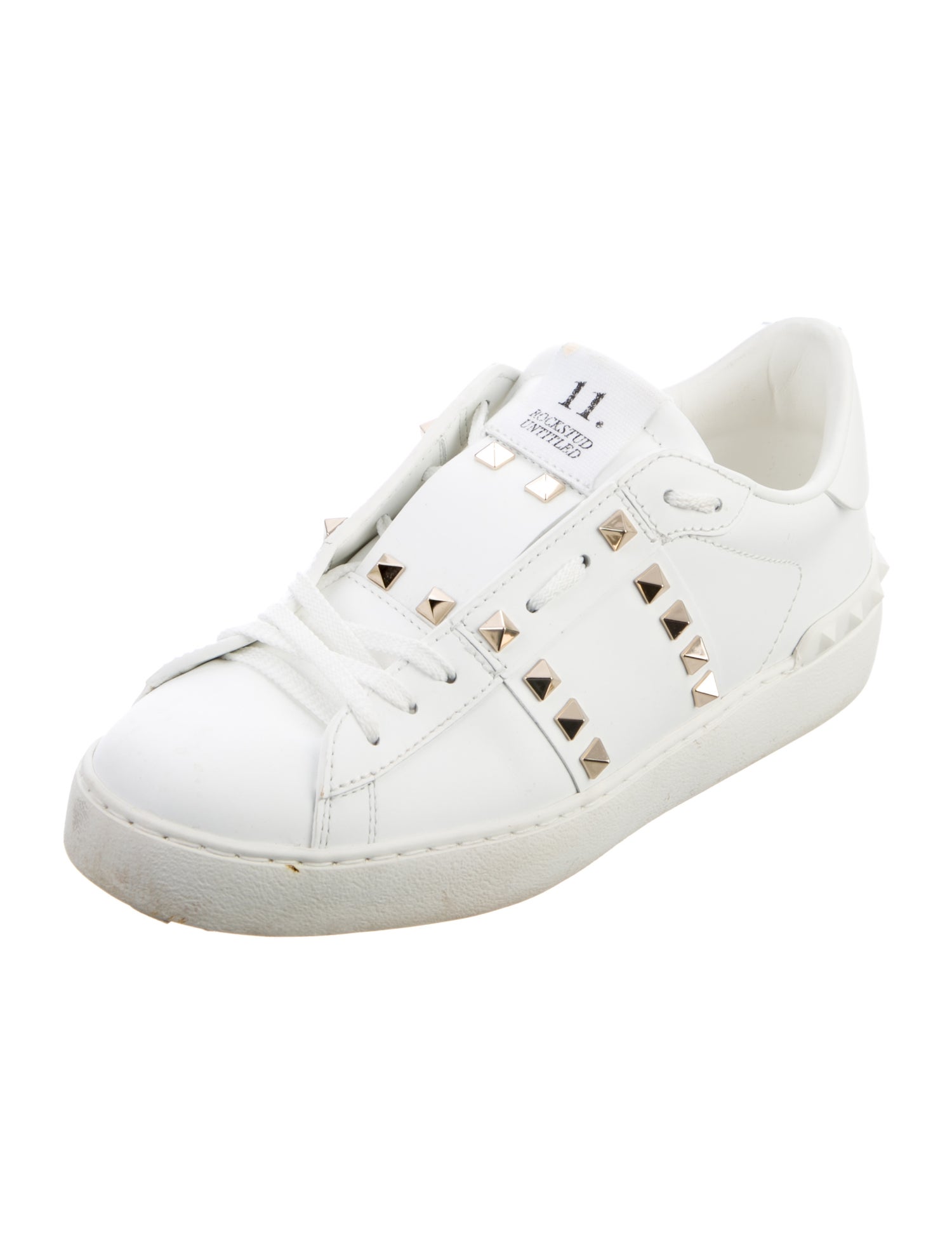 Valentino Rockstud Accents Leather Sneakers