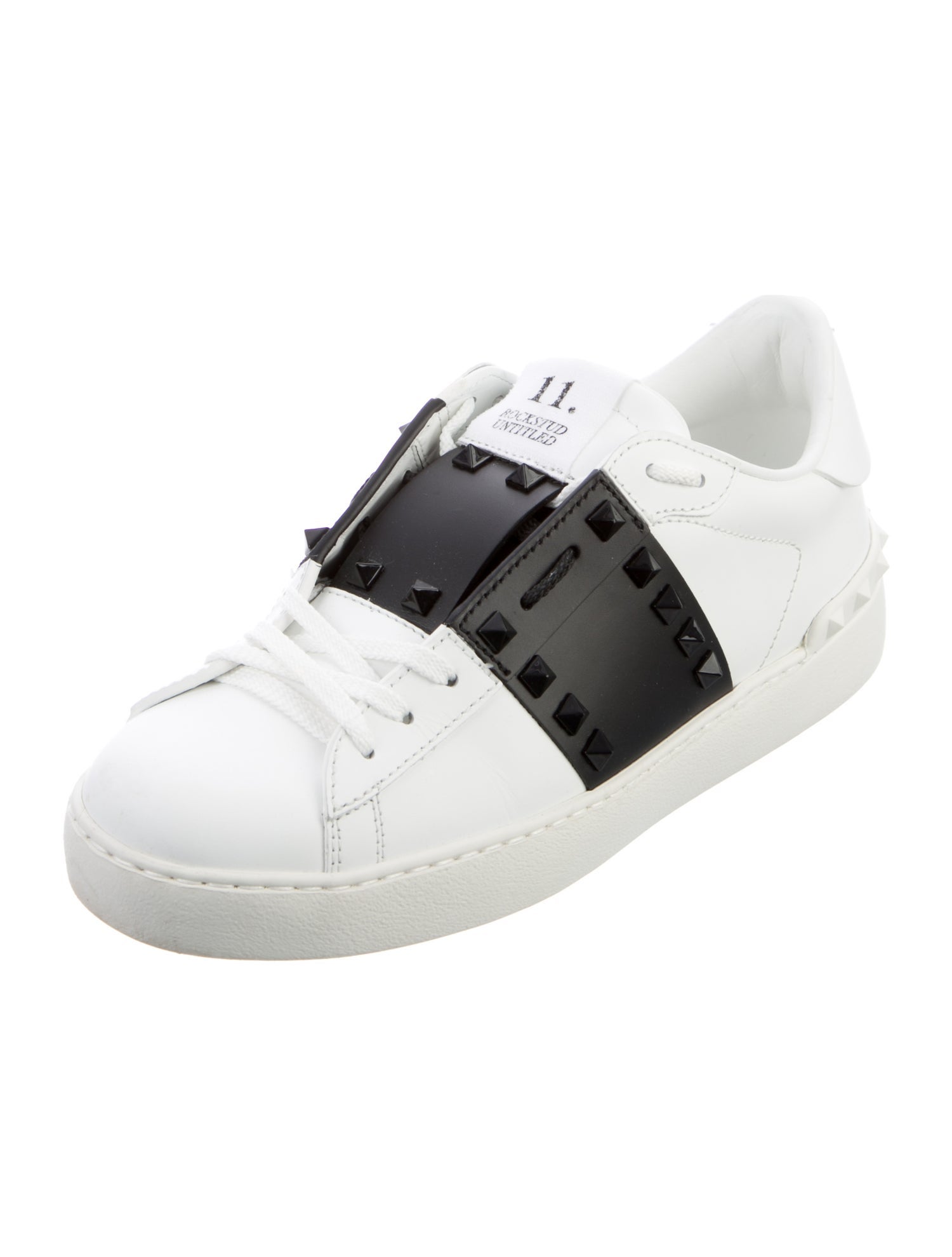 Valentino Rockstud Accents Leather Sneakers