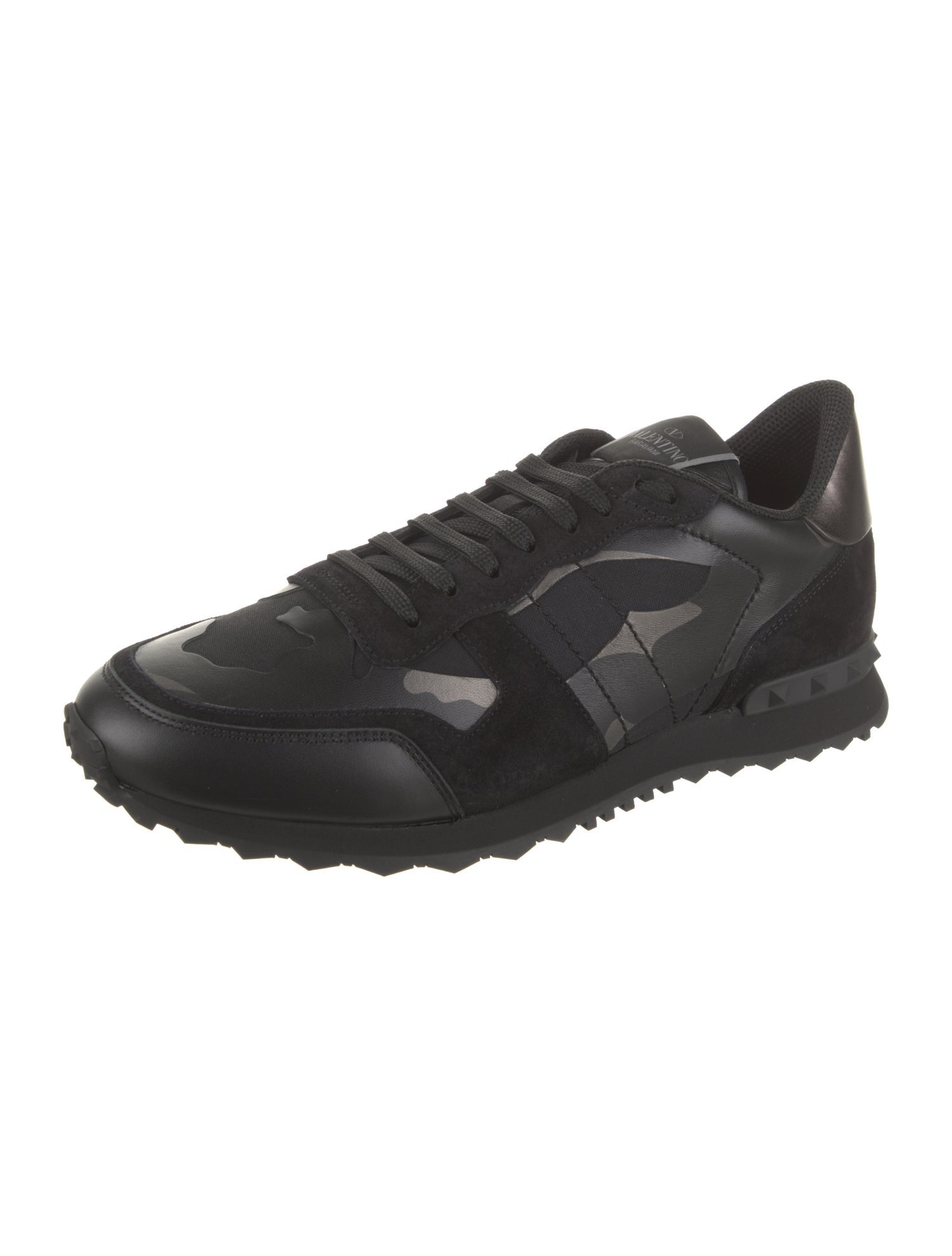 Valentino Leather Camouflage Print Sneakers