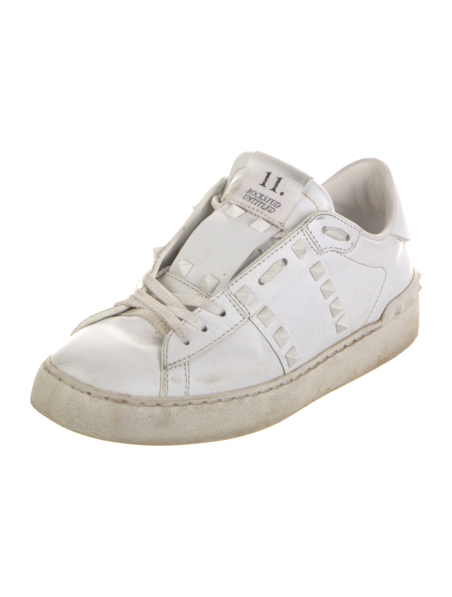 Valentino Rockstud Accents Leather Sneakers