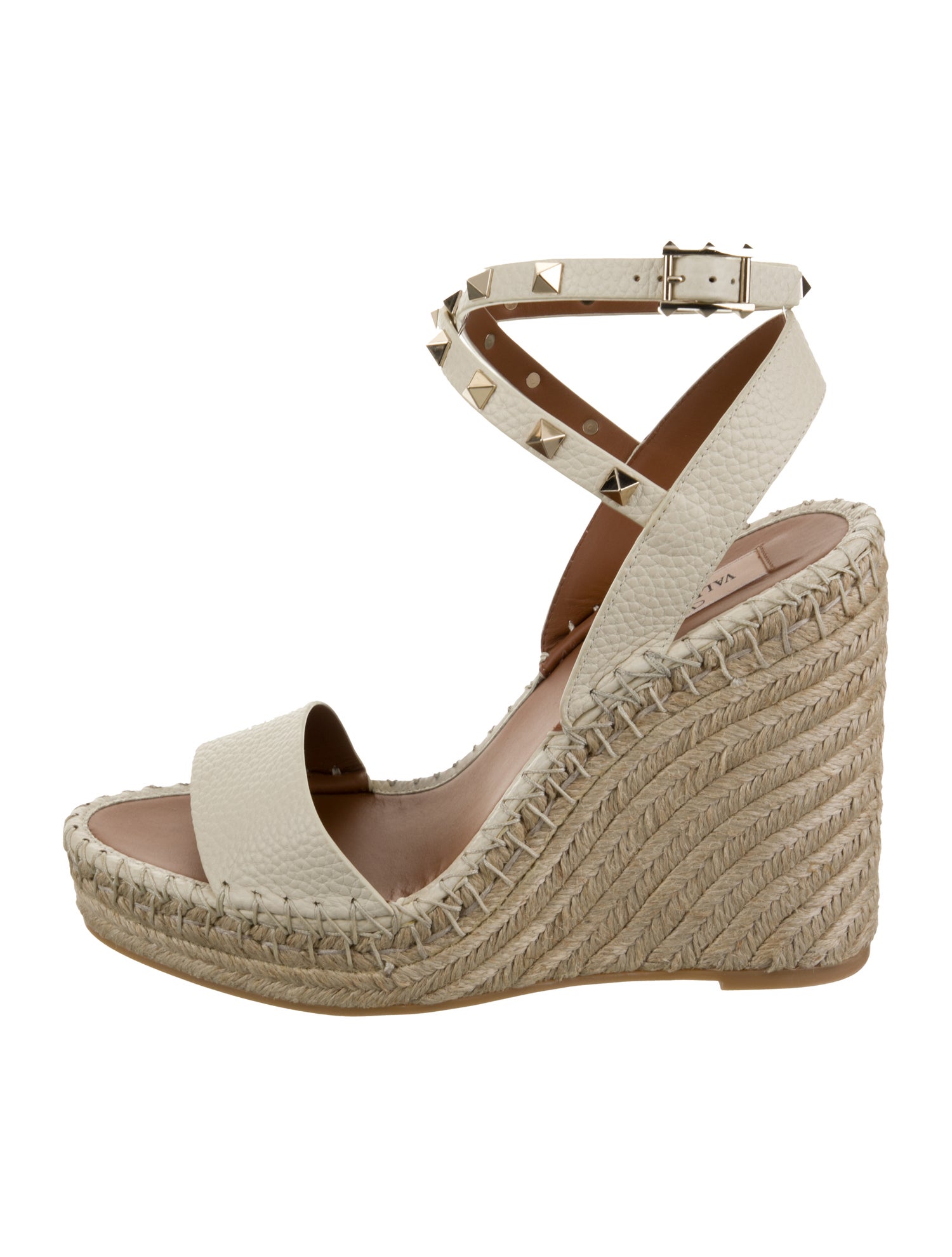 Valentino Leather Studded Accents Espadrilles