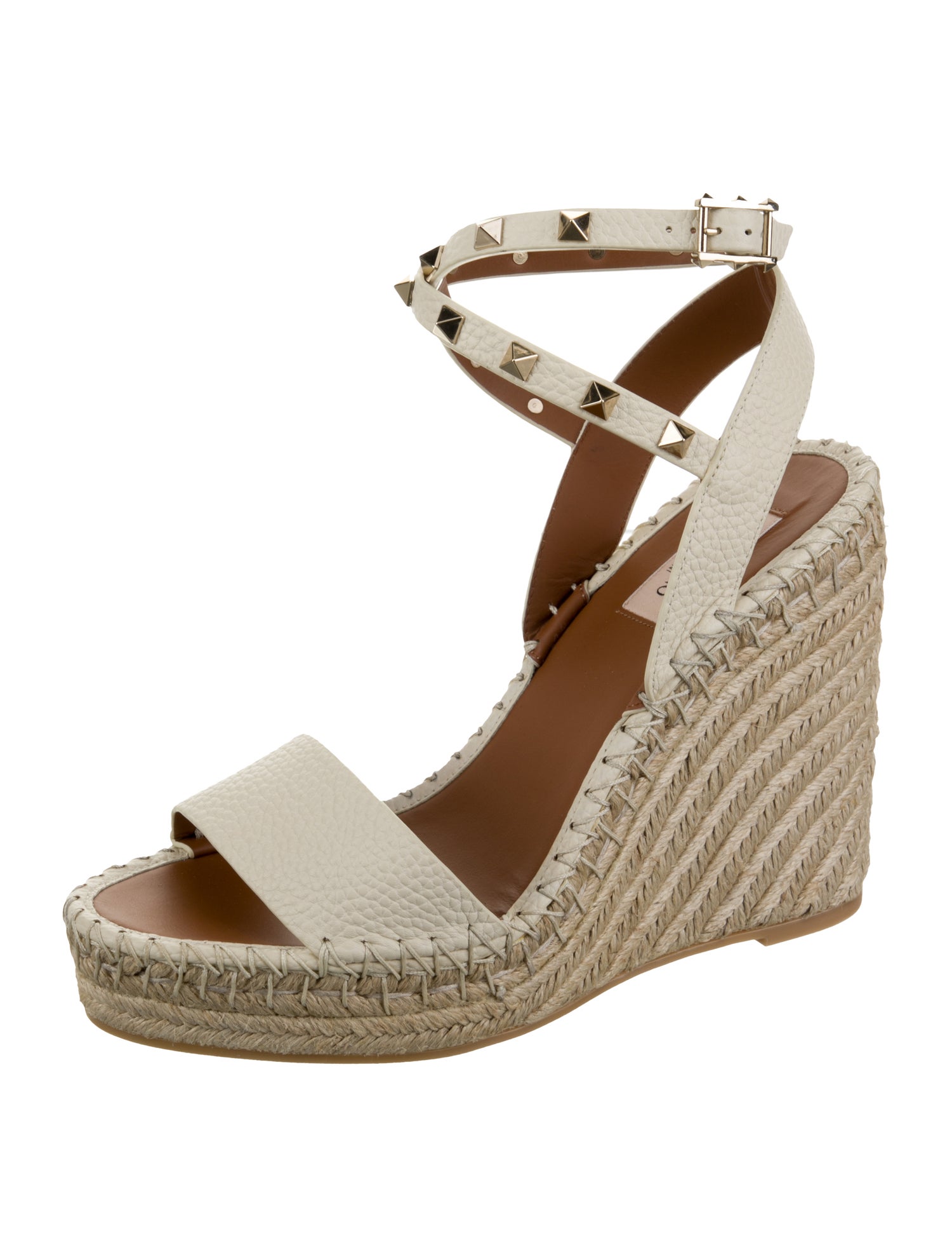 Valentino Leather Studded Accents Espadrilles