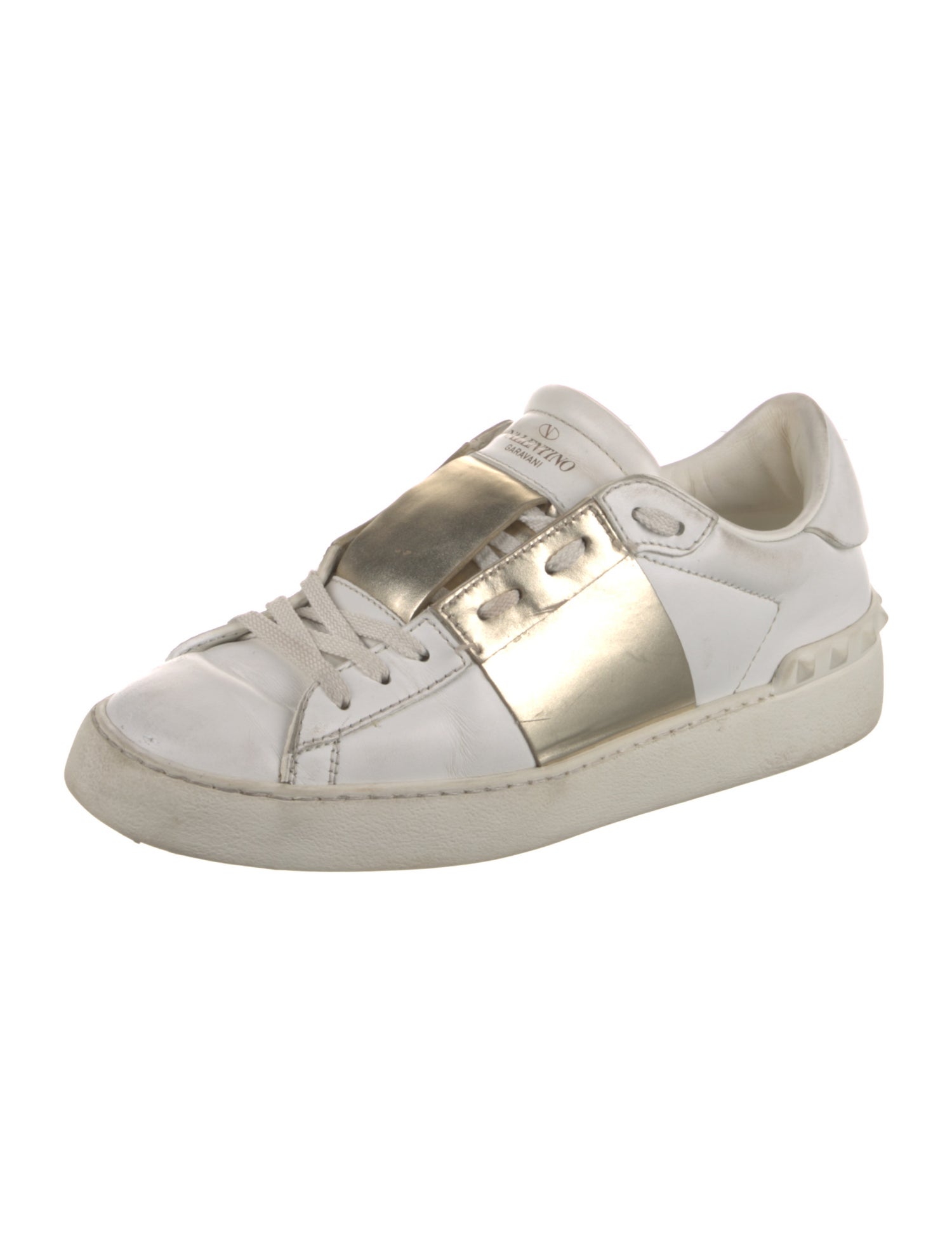 Valentino Rockstud Accents Leather Sneakers
