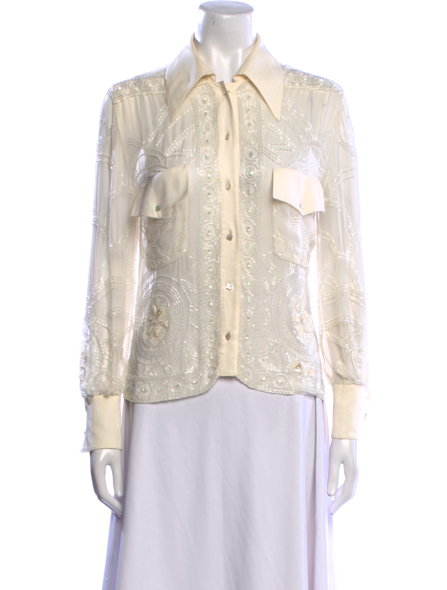 Valentino Long Sleeve Button-Up Top