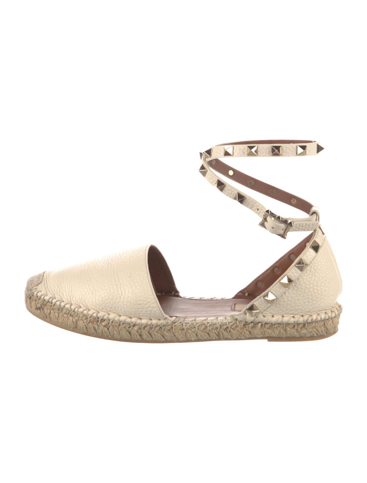 Valentino Rockstud Accents Leather Espadrilles