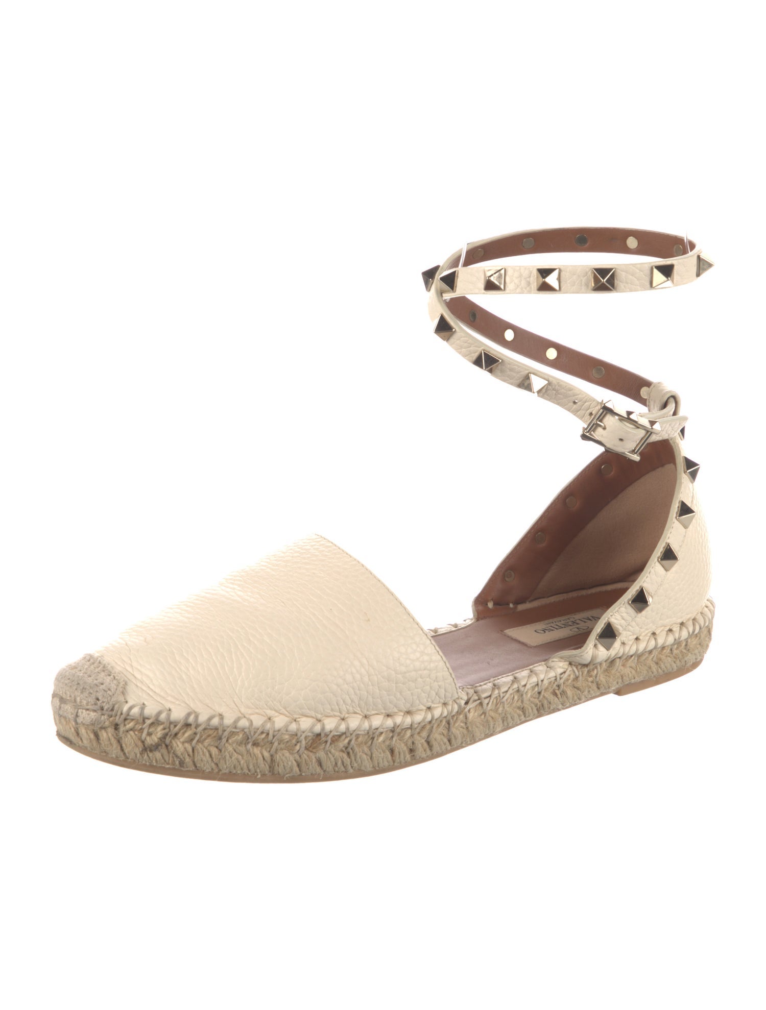 Valentino Rockstud Accents Leather Espadrilles