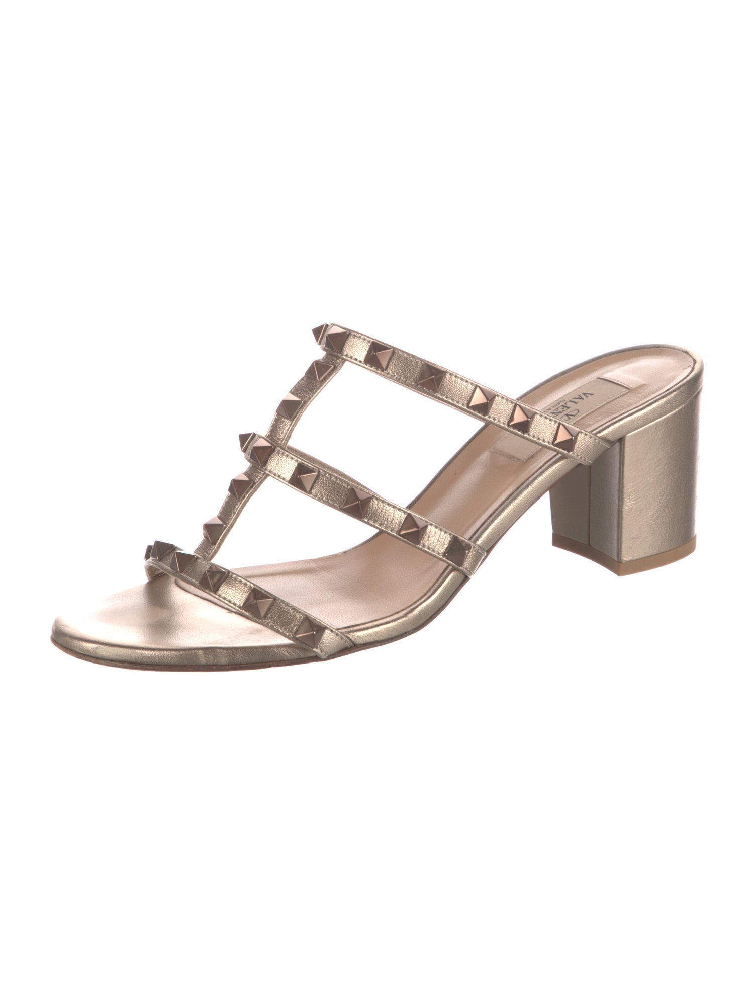 Valentino Rockstud Accents Leather Slides