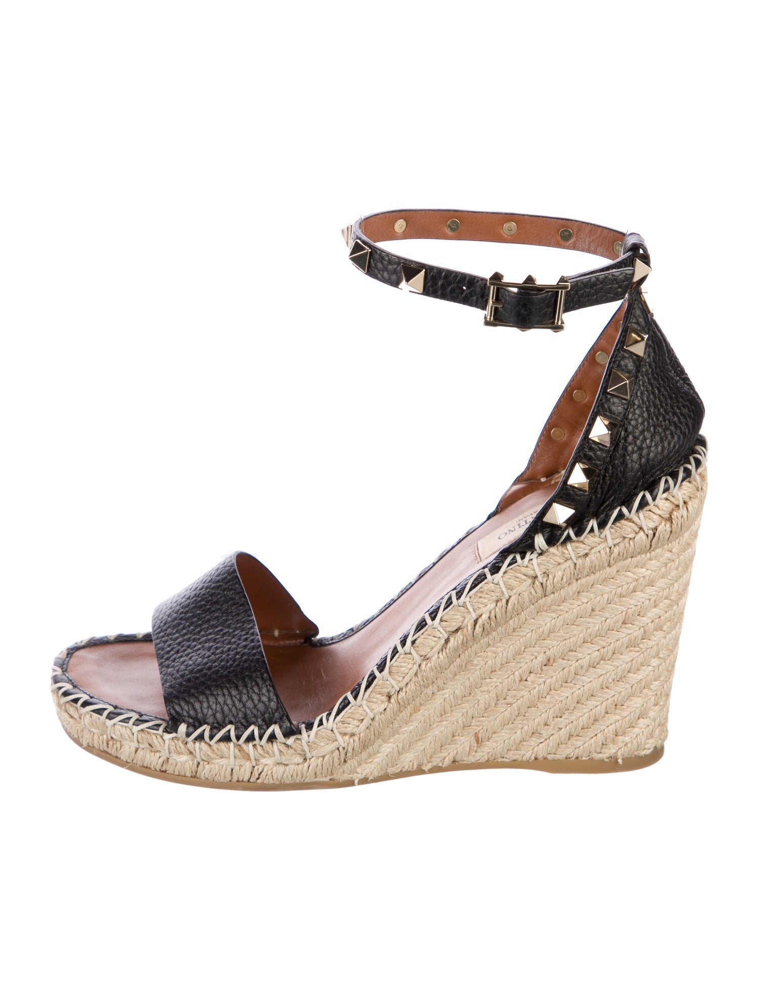 Valentino Rockstud Accents Leather Espadrilles