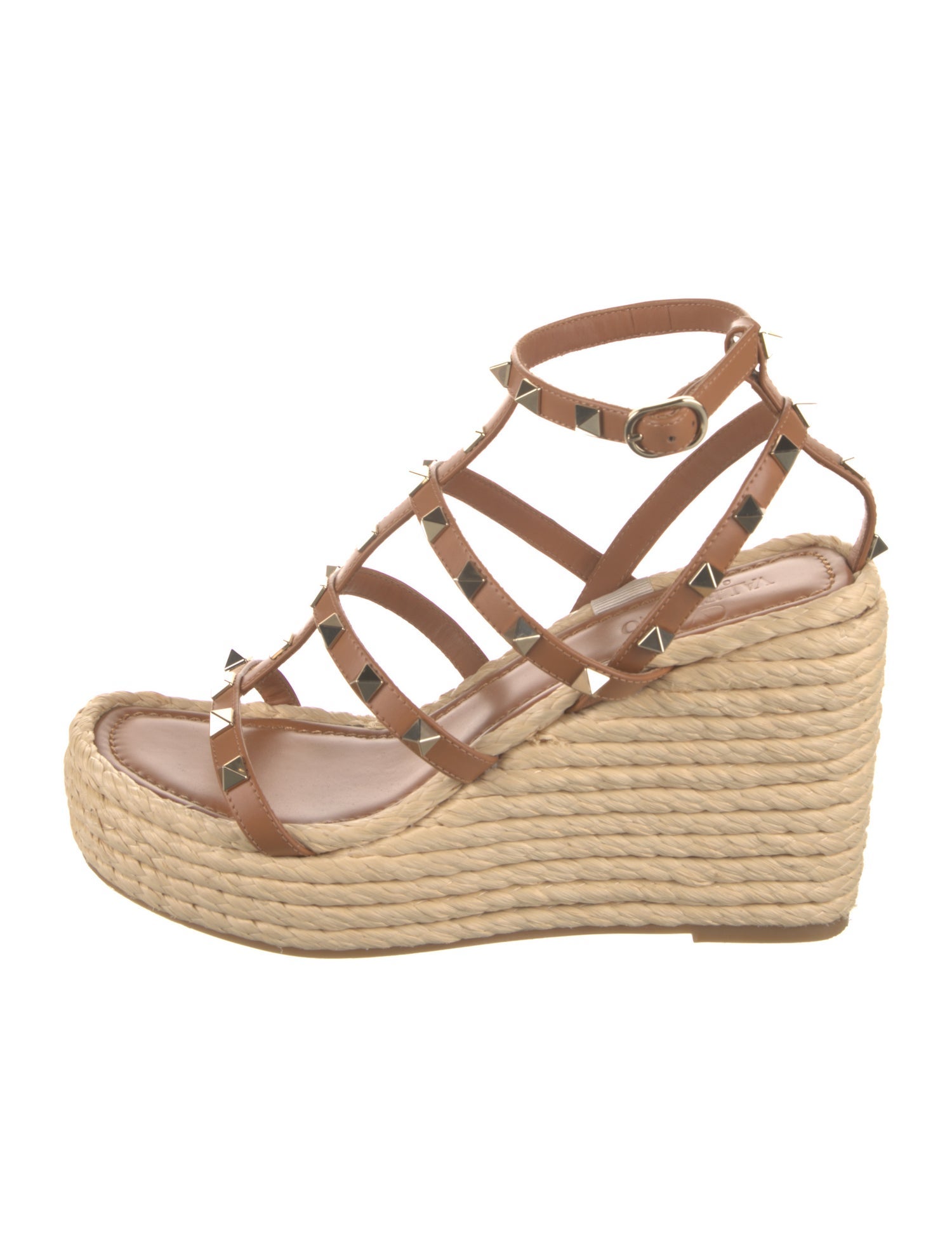 Valentino Rockstud Accents Leather Espadrilles