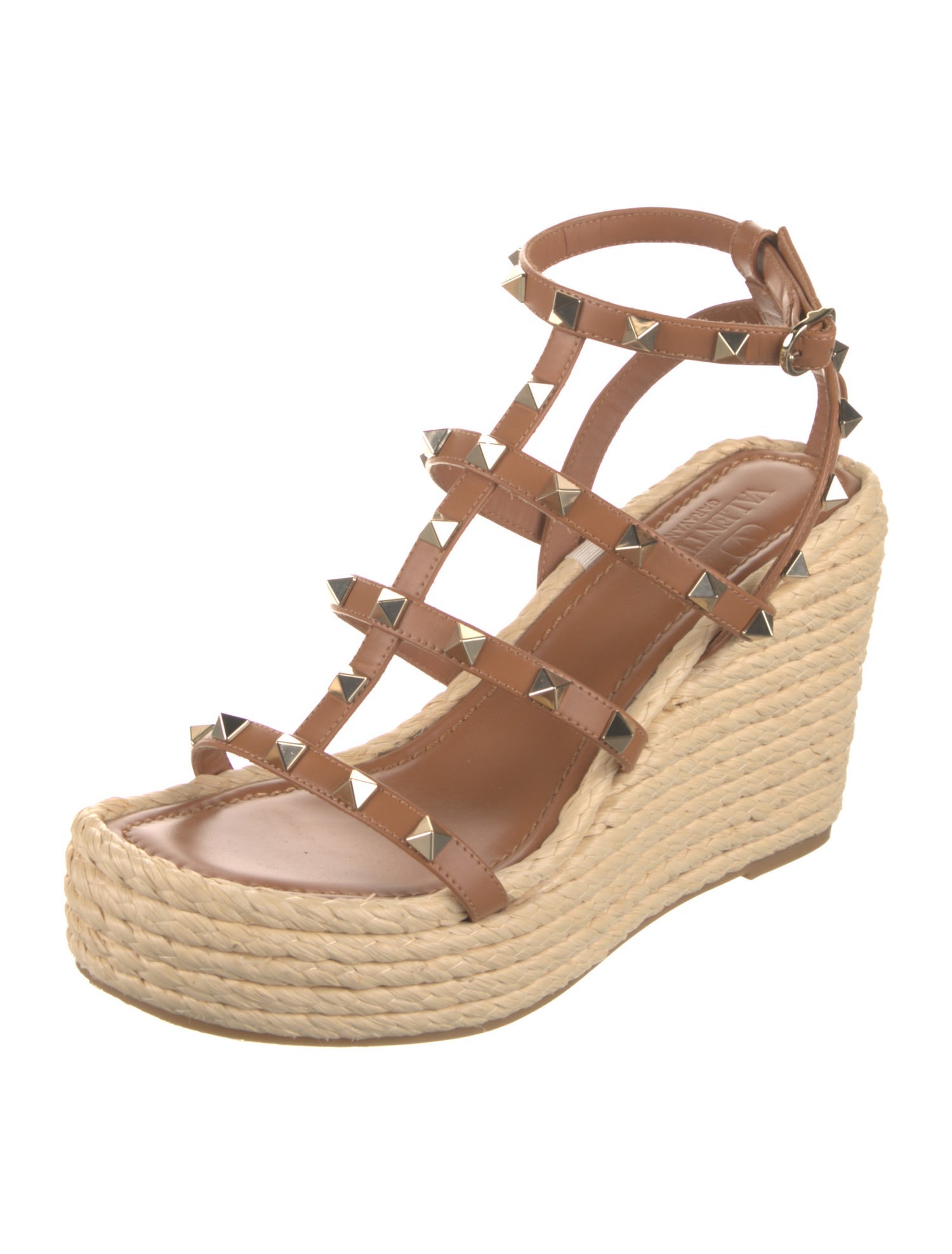 Valentino Rockstud Accents Leather Espadrilles