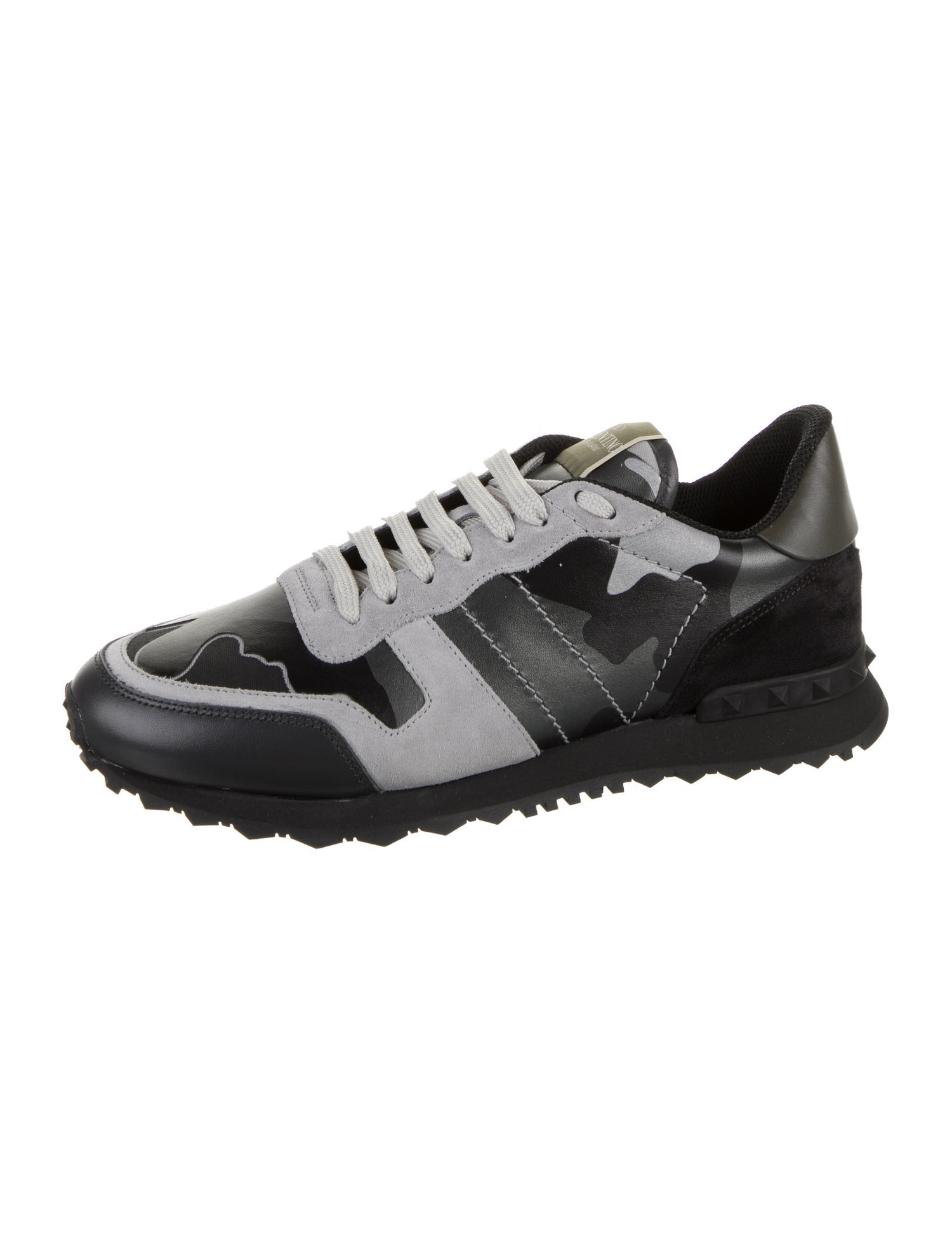 Valentino Leather Colorblock Pattern Sneakers